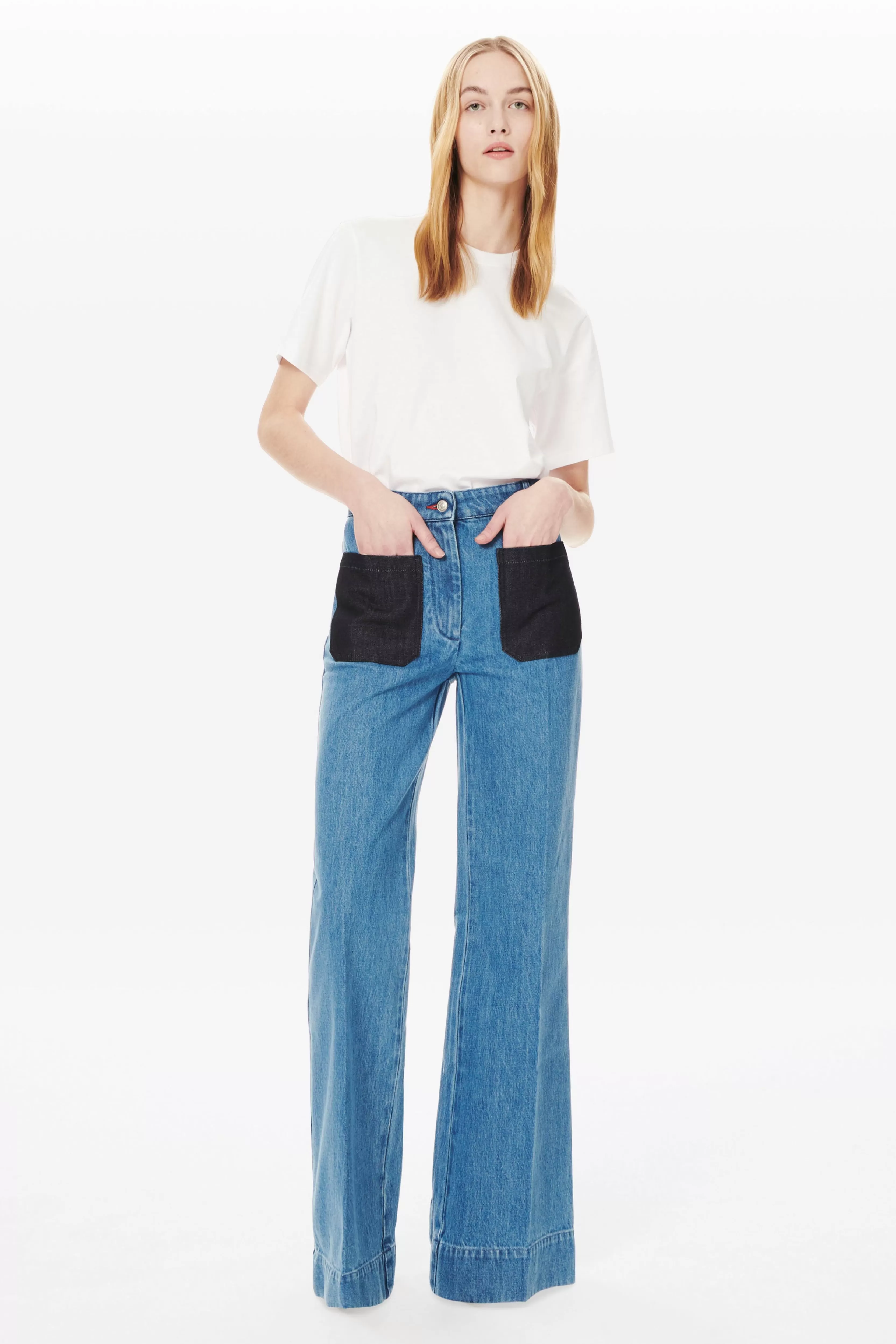 READY TO WEAR Victoria Beckham The Victoria Edit | Denim | Alina High Waisted Patch Pocket Jean In 70s Wash Blue