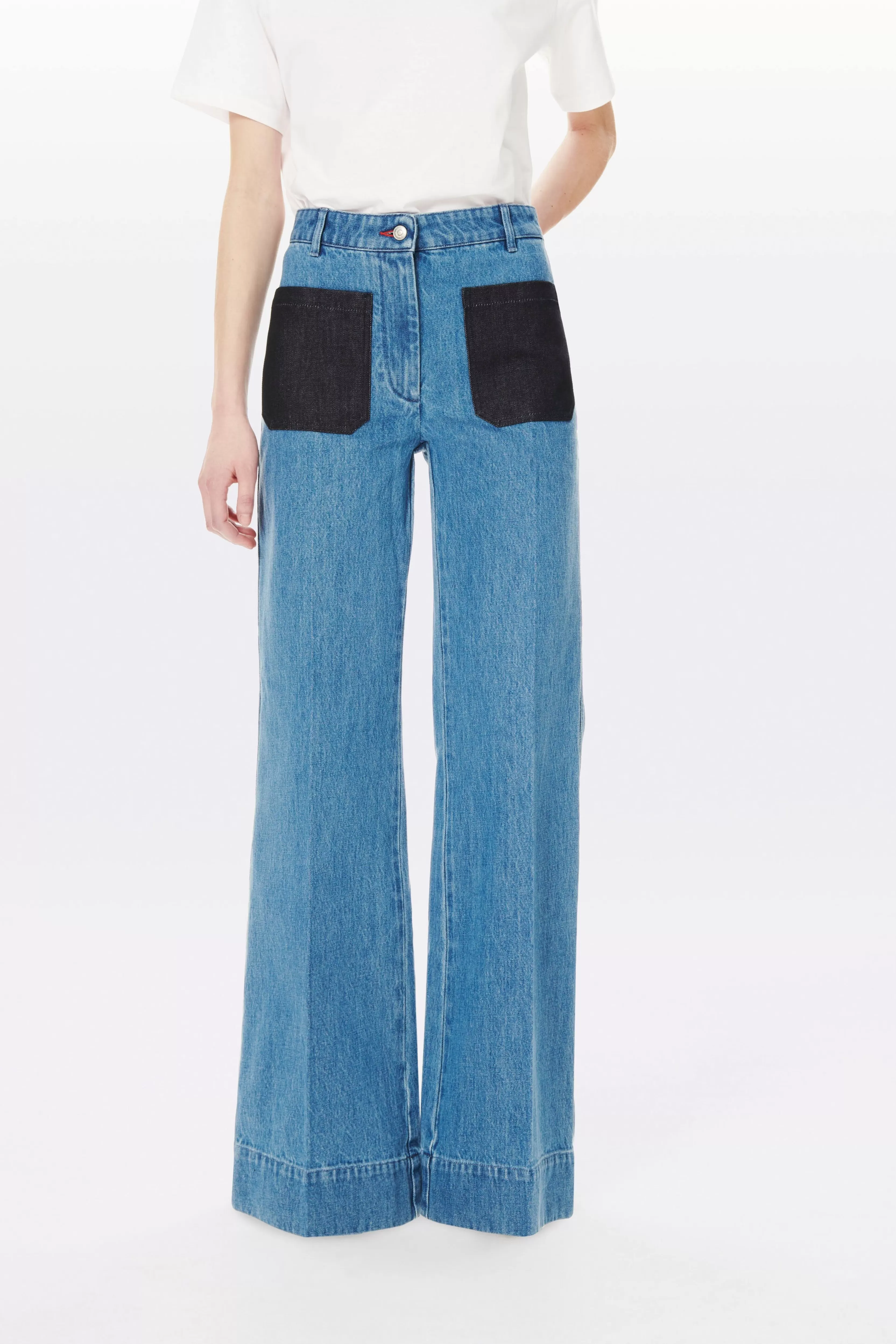 READY TO WEAR Victoria Beckham The Victoria Edit | Denim | Alina High Waisted Patch Pocket Jean In 70s Wash Blue