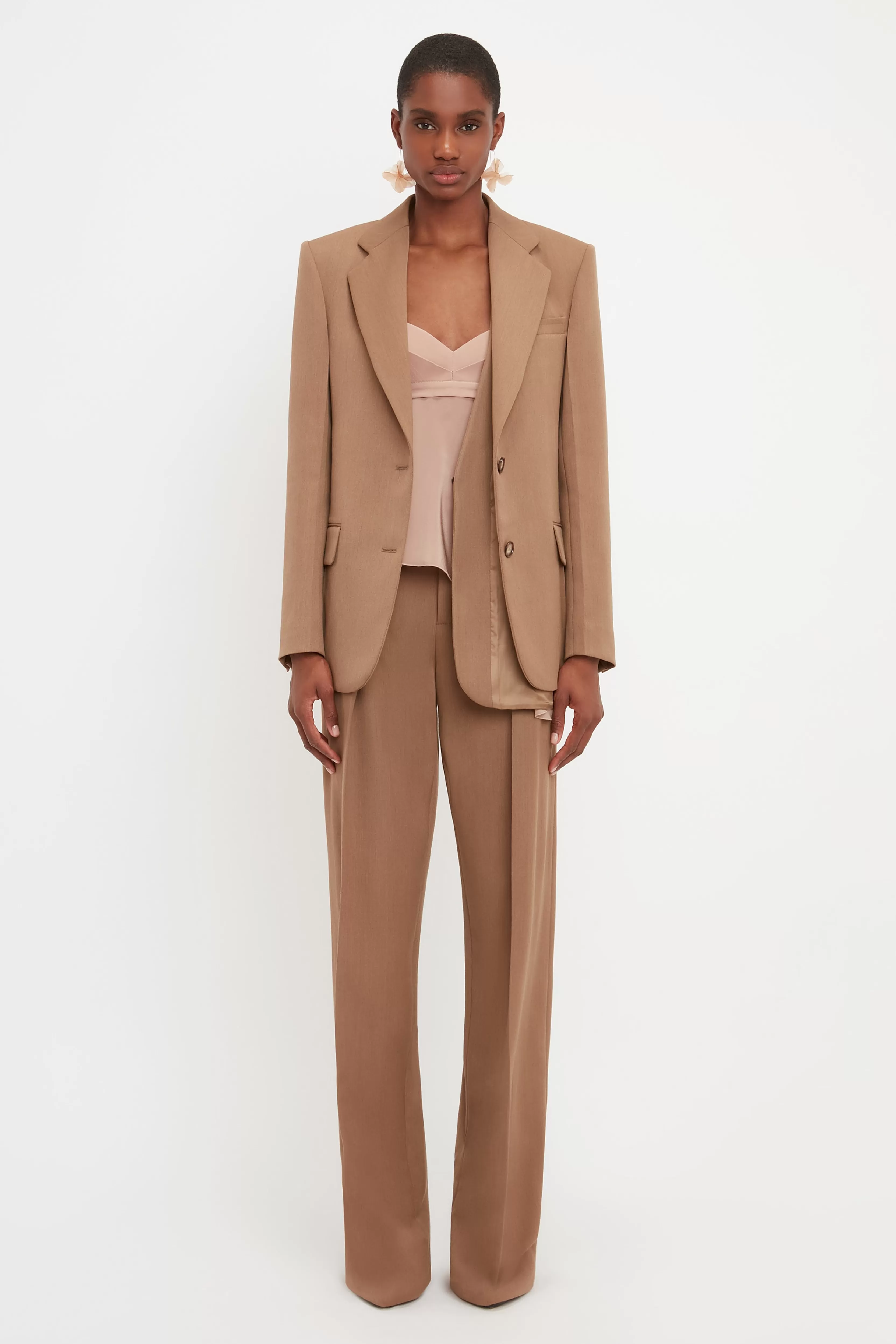 READY TO WEAR Victoria Beckham Sale | Asymmetric Double Layer Jacket In Fawn Taupe