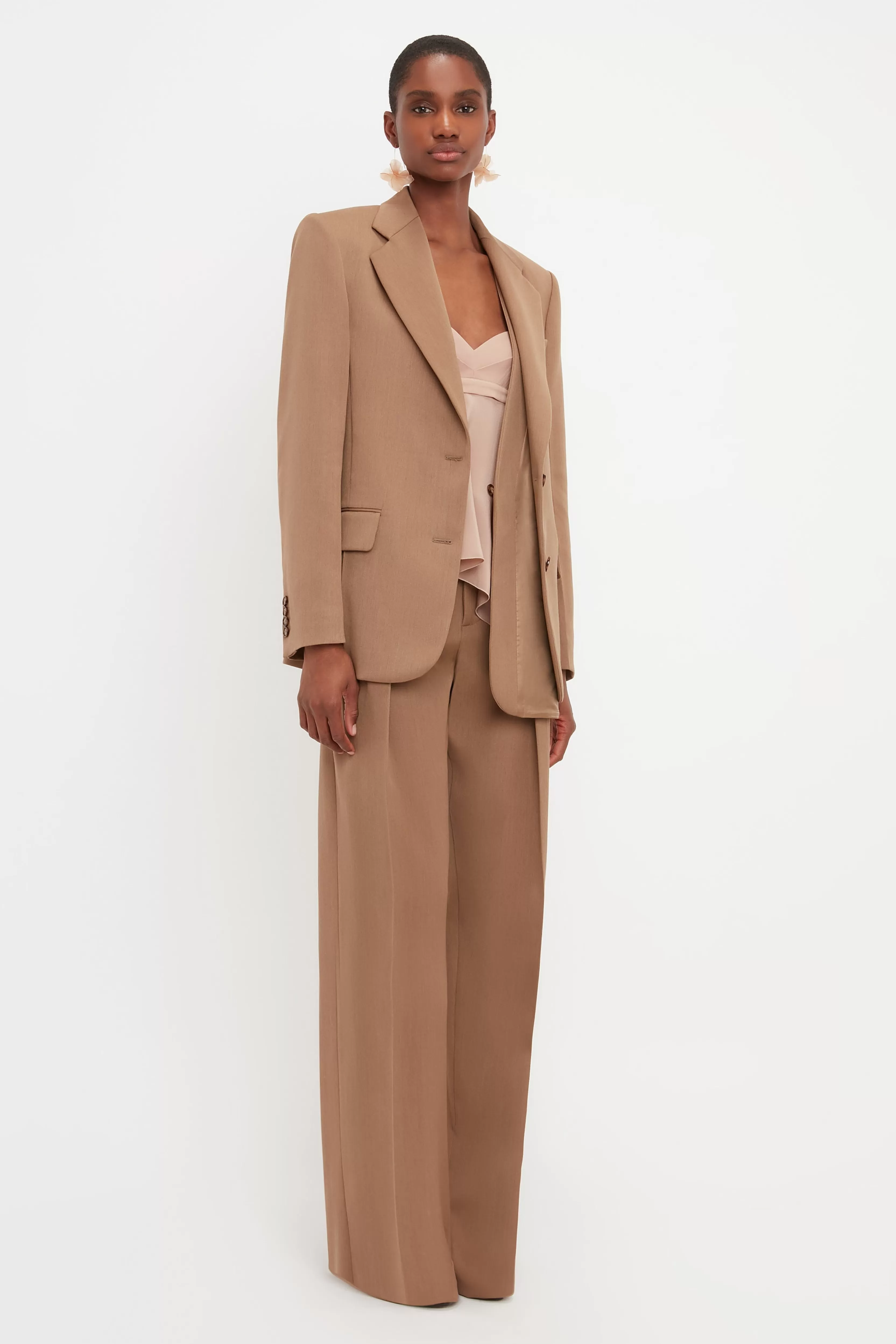 READY TO WEAR Victoria Beckham Sale | Asymmetric Double Layer Jacket In Fawn Taupe