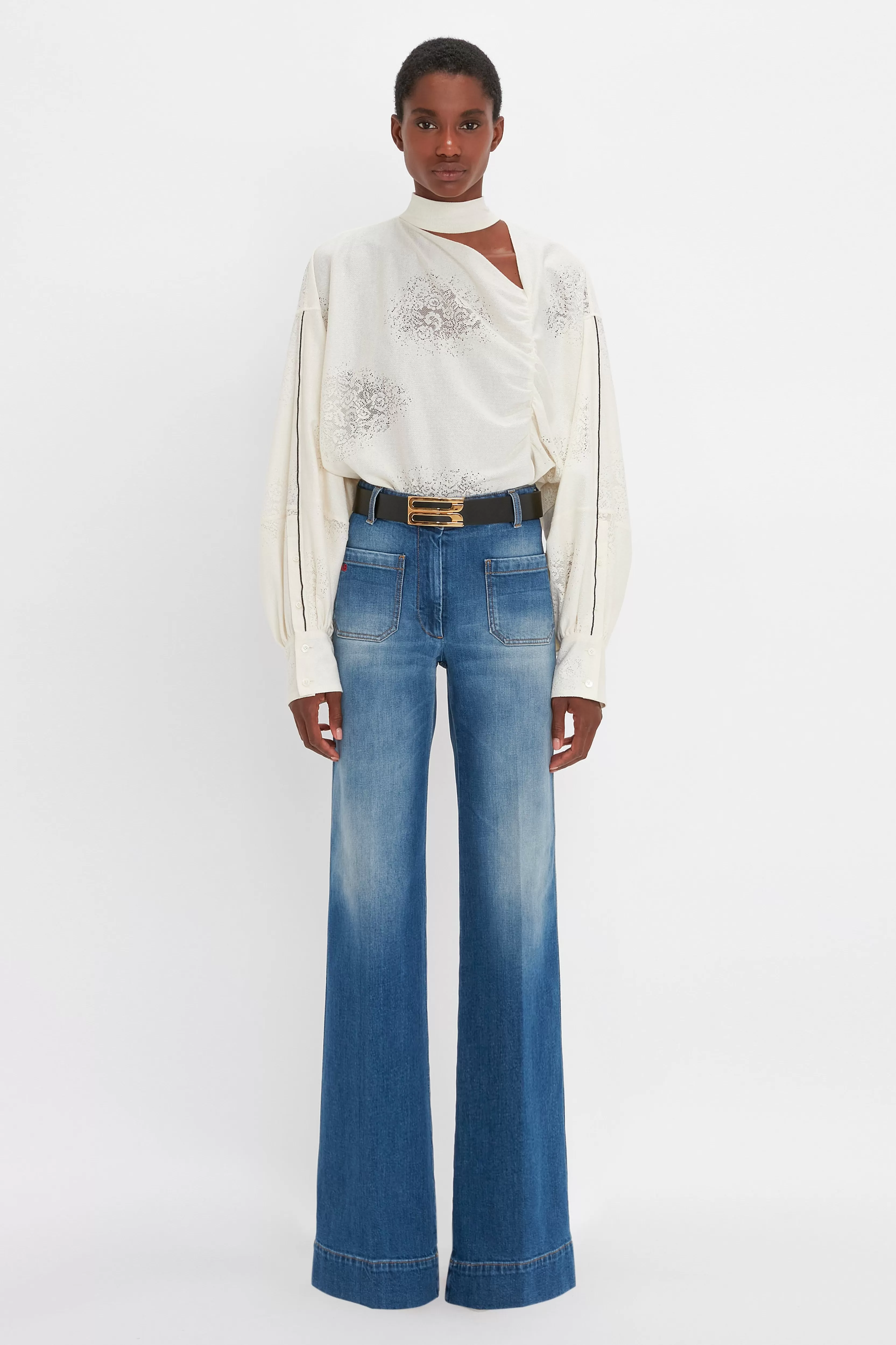 READY TO WEAR Victoria Beckham Pre Spring Summer 2024 | Asymmetric Gather Detail Top In Cream