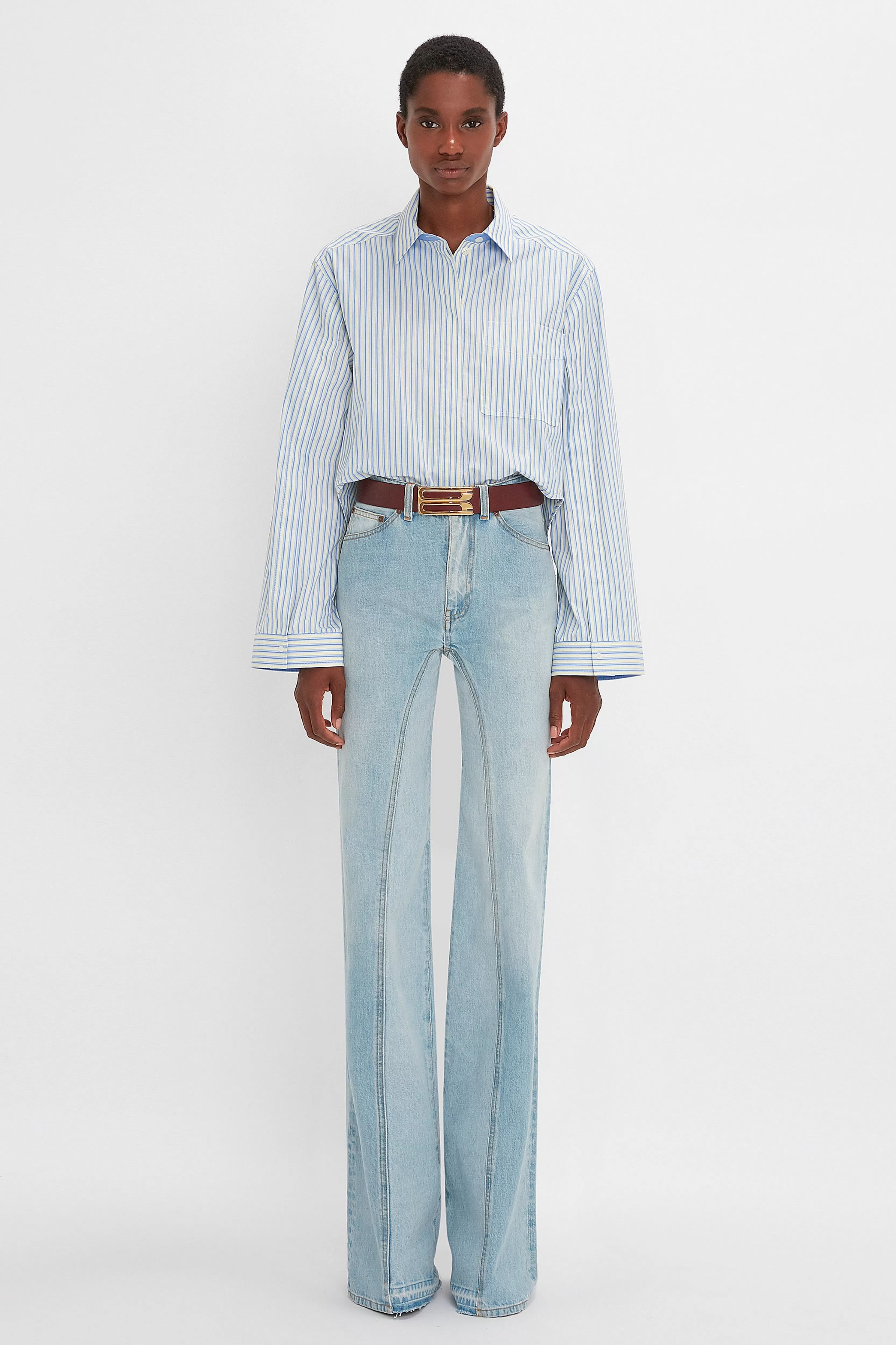 READY TO WEAR Victoria Beckham Pre Spring Summer 2024 | Denim | Bianca Jean In Light Blue Denim