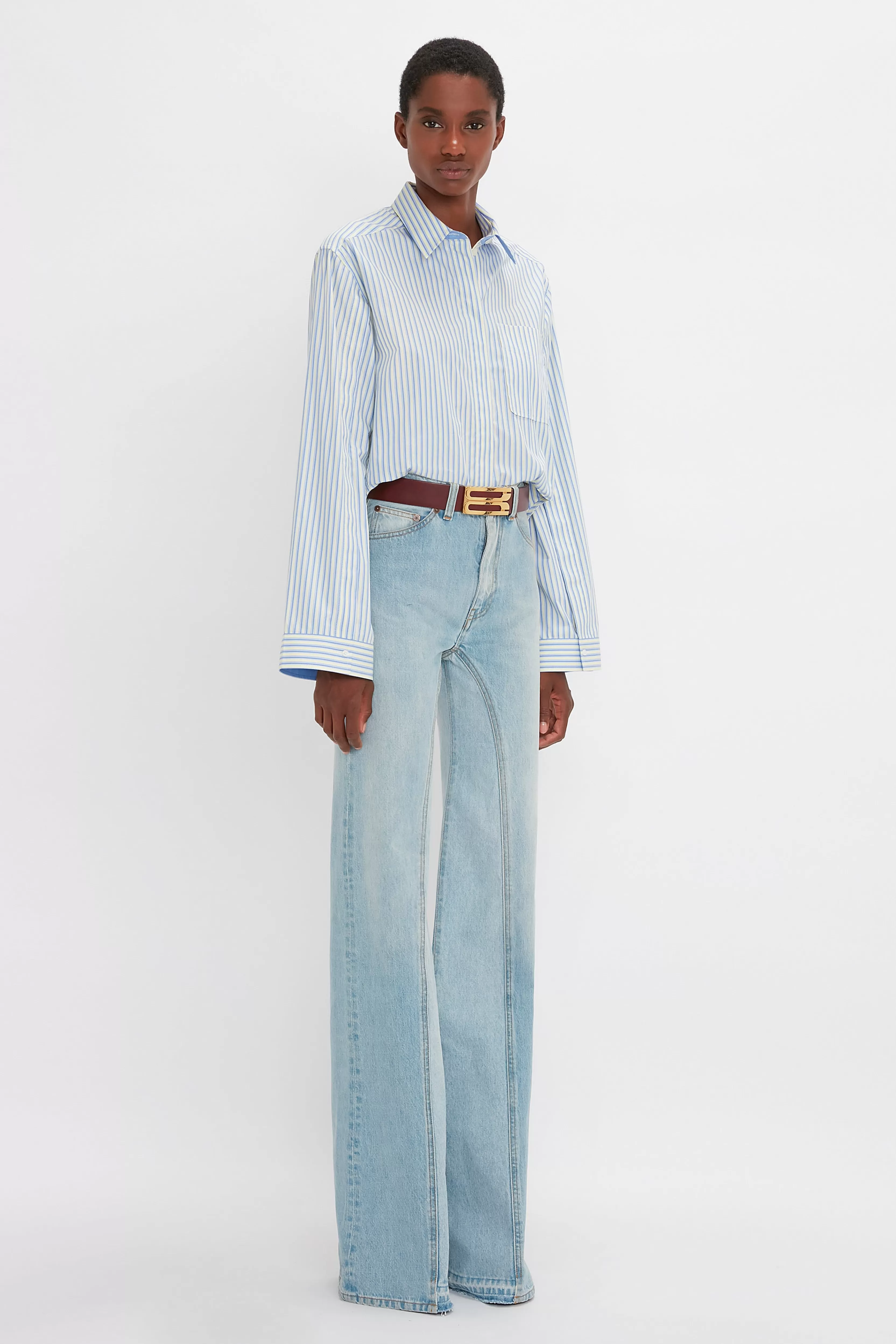 READY TO WEAR Victoria Beckham Pre Spring Summer 2024 | Denim | Bianca Jean In Light Blue Denim