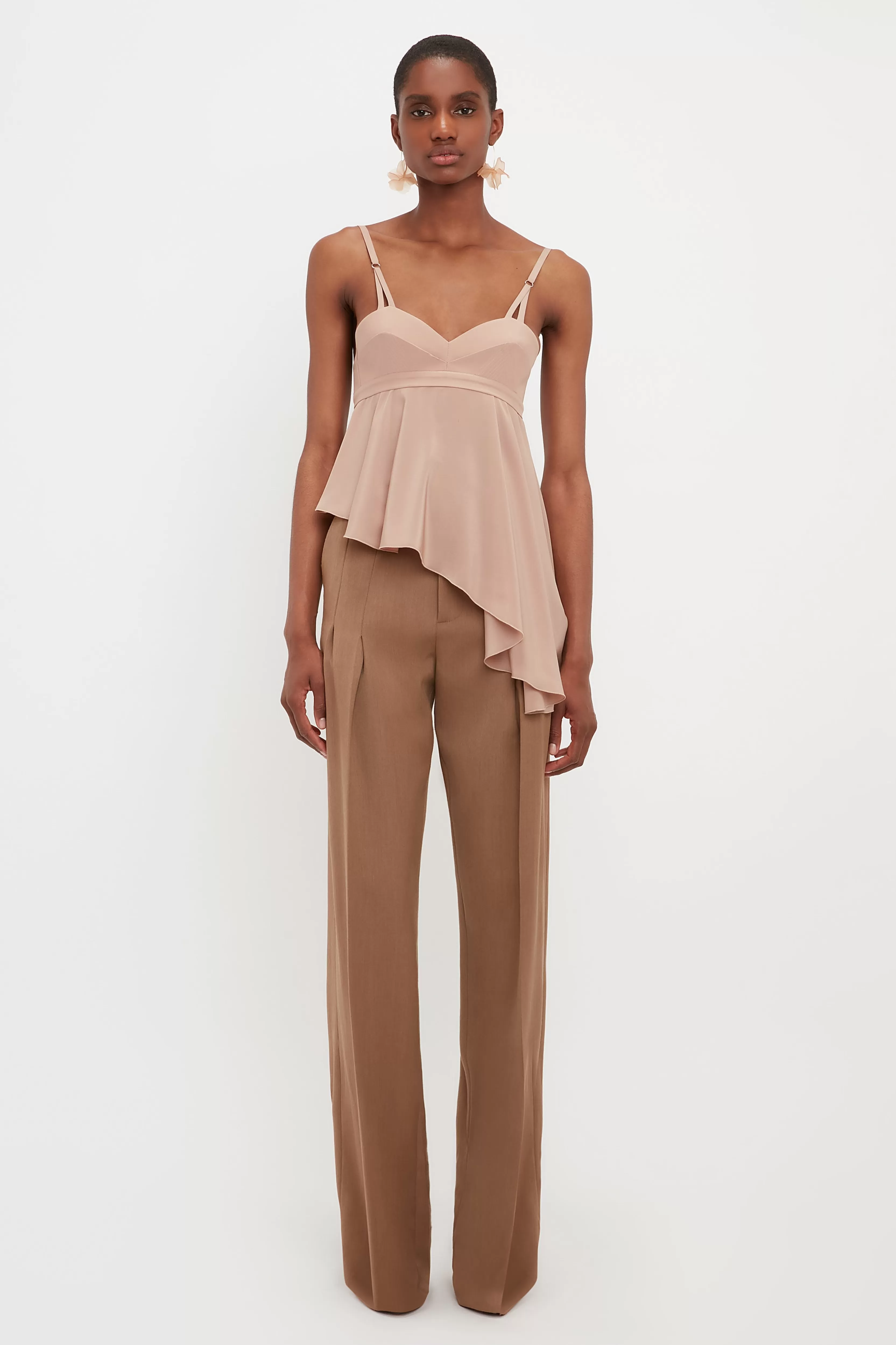 READY TO WEAR Victoria Beckham Sale | Bra Detail Ruffle Cami In Taupe