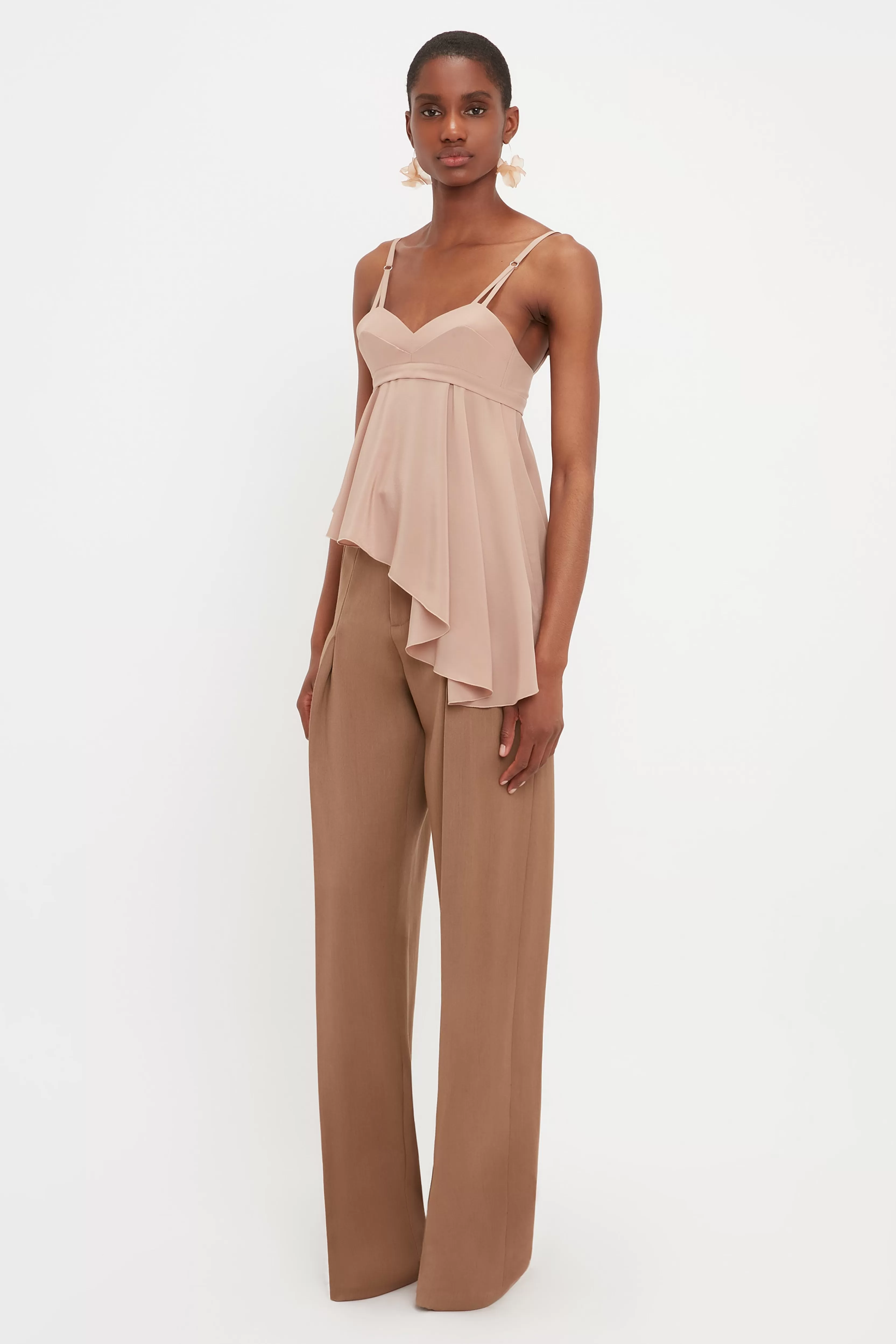 READY TO WEAR Victoria Beckham Sale | Bra Detail Ruffle Cami In Taupe