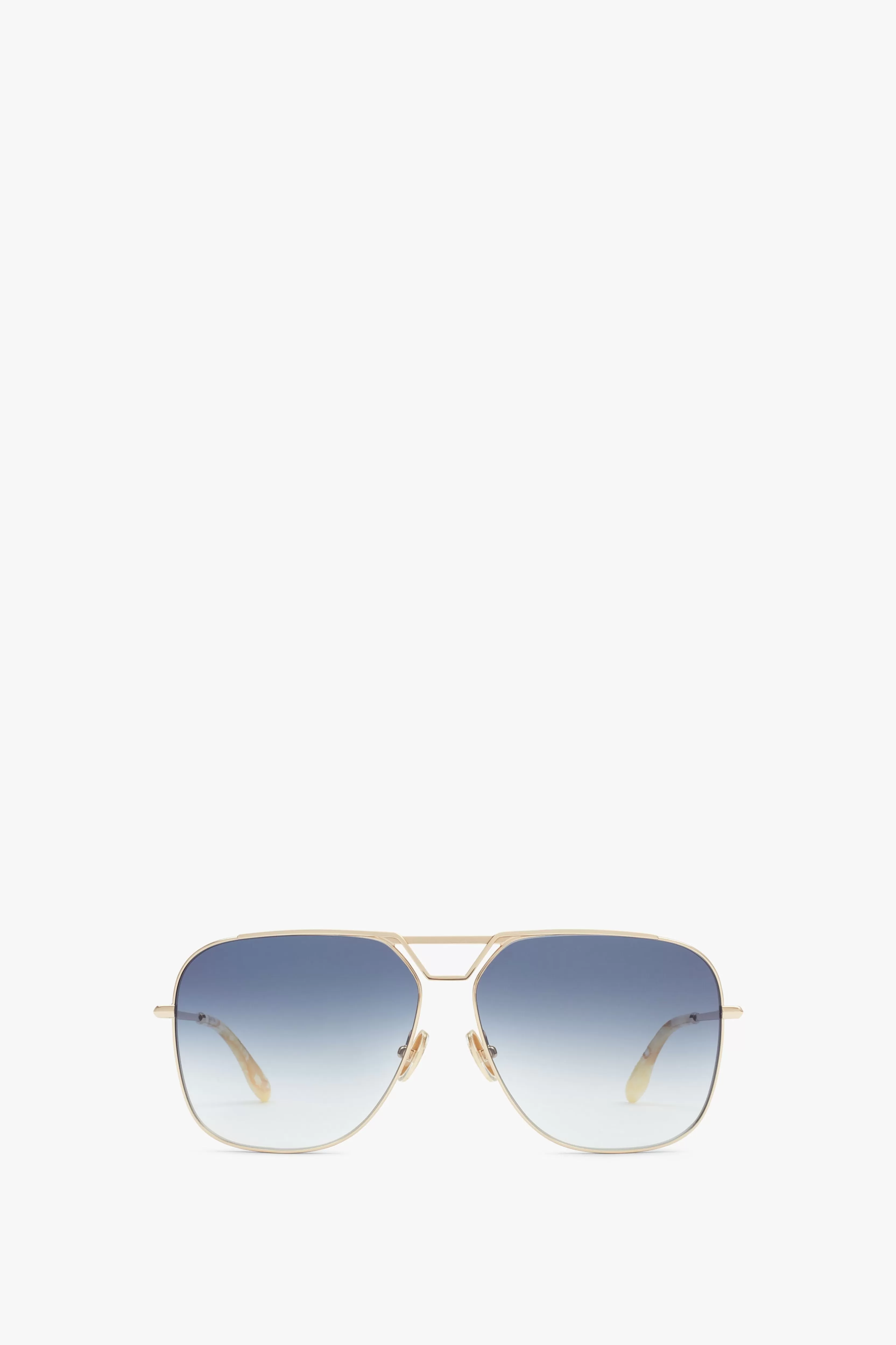 ACCESSORIES Victoria Beckham Eyewear | Classic V Metal Navigator Sunglasses In Gold Blue