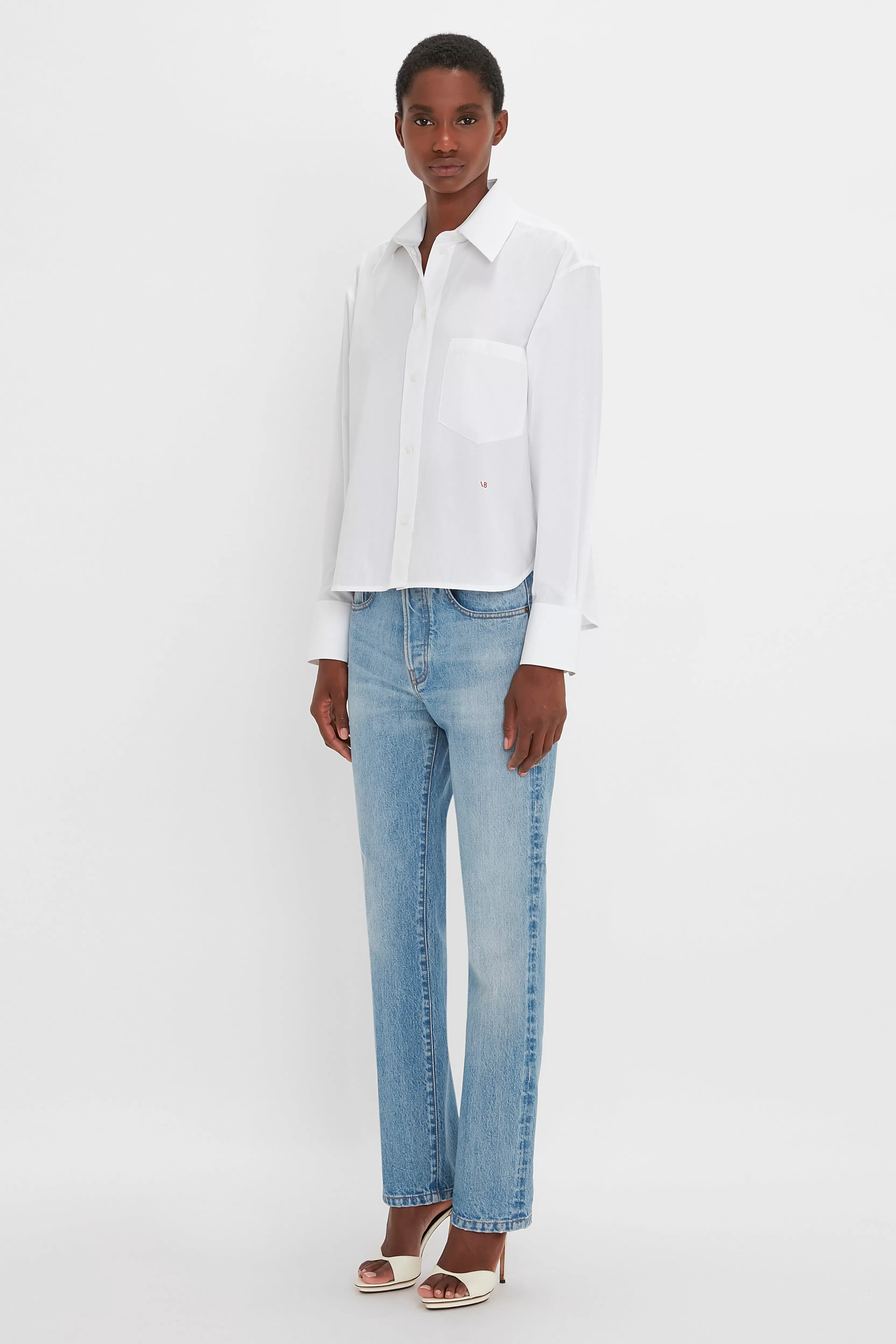 READY TO WEAR Victoria Beckham The Iconics Capsule | Tailoring | Shirts & Tops | Cropped Long Sleeve Shirt In White