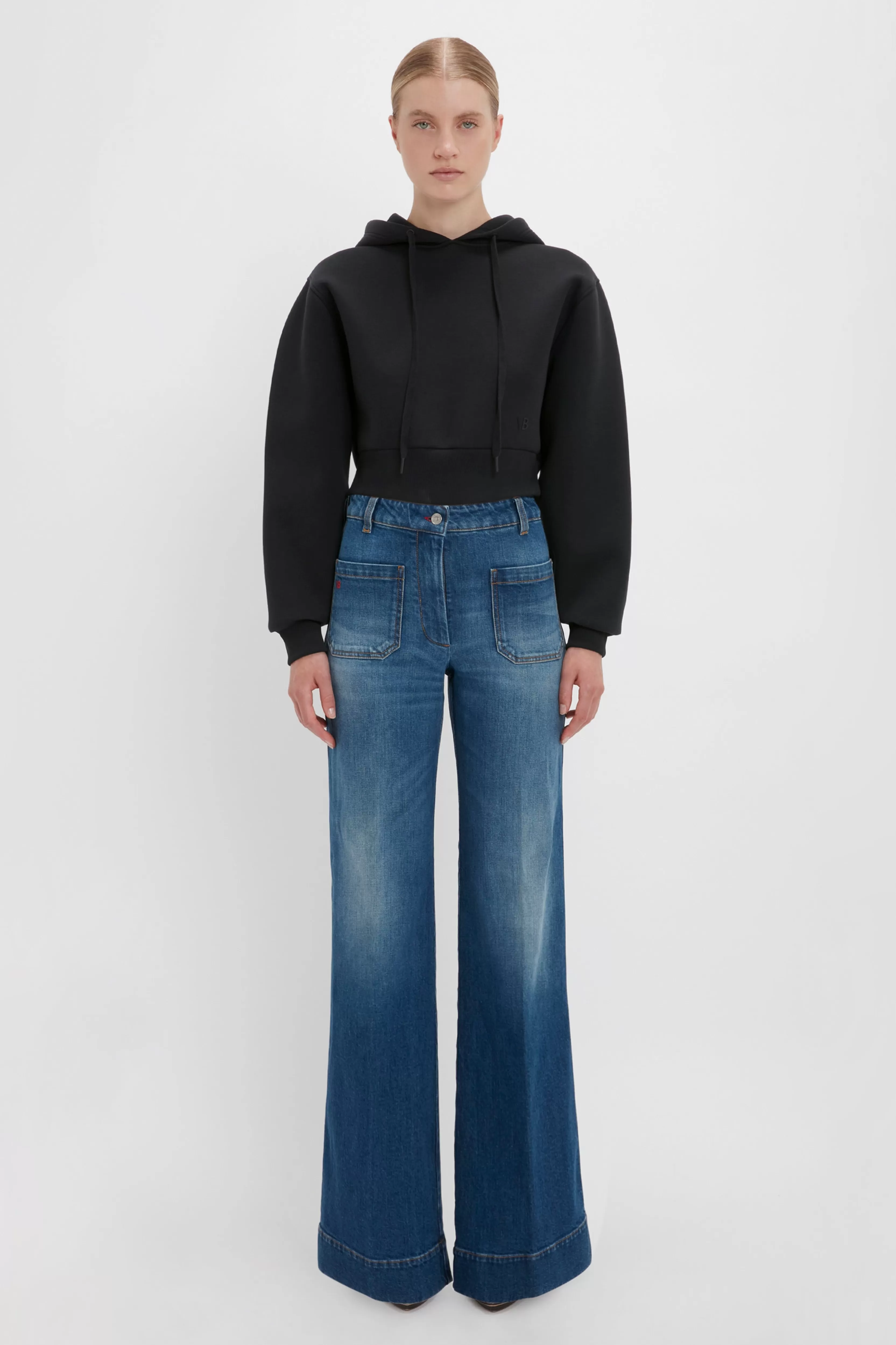 READY TO WEAR Victoria Beckham The Victoria Edit | T-Shirts & Sweatshirts | Cropped Neoprene Hoodie In Black