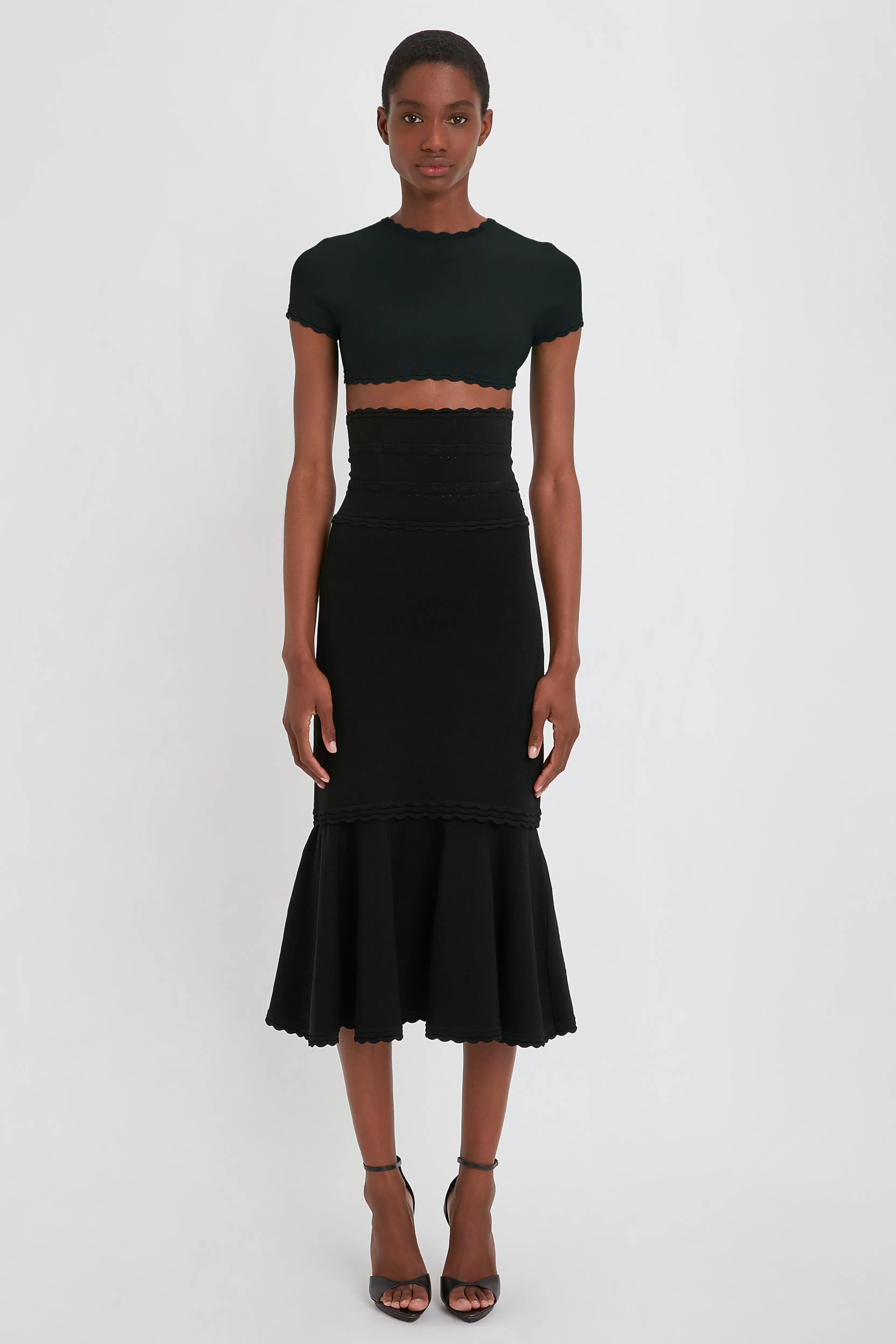 READY TO WEAR Victoria Beckham Sale | Cropped Short Sleeve Top In Black