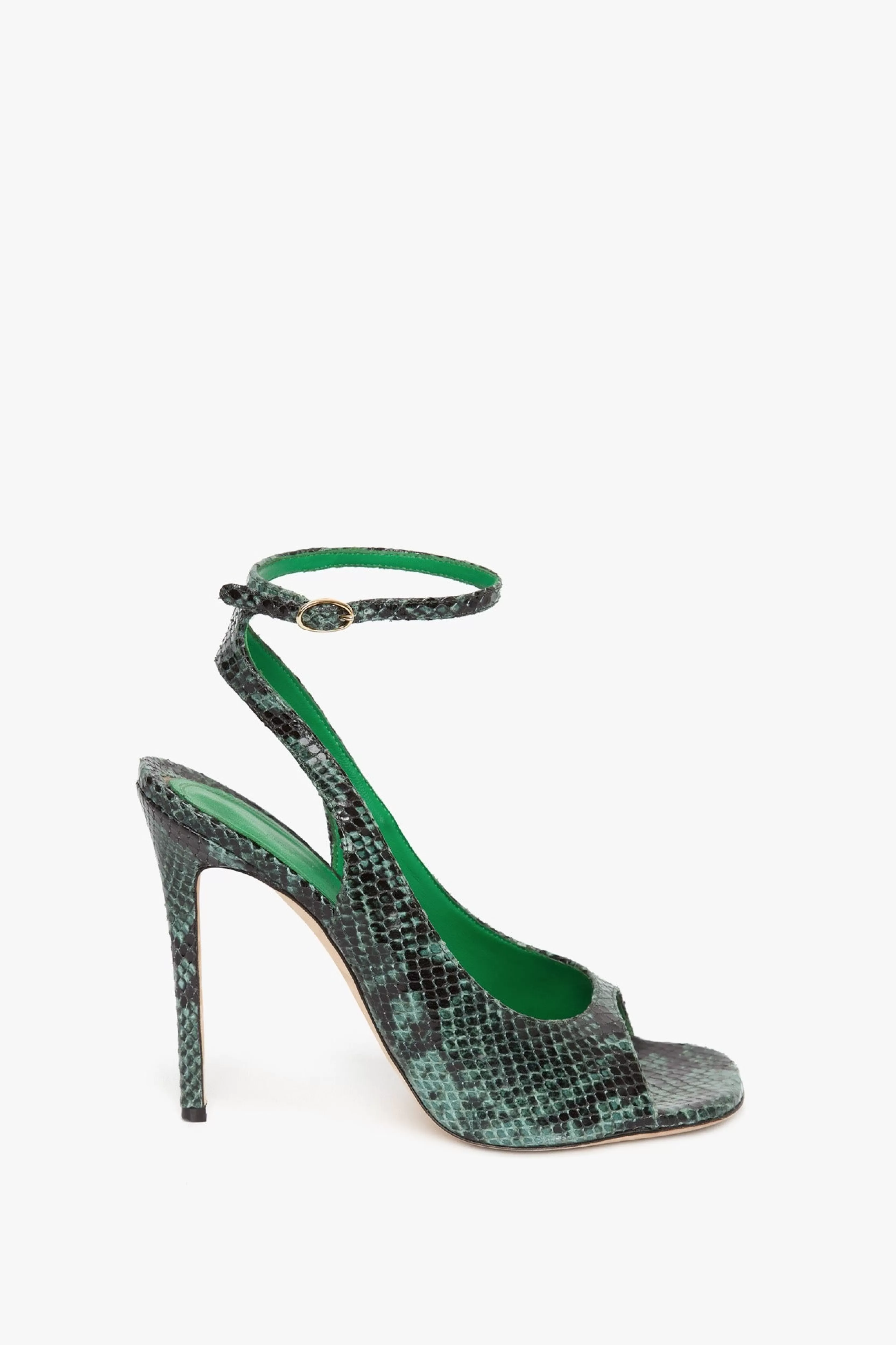 READY TO WEAR Victoria Beckham Sale | Dawn Sandal in Petrol Green Printed Snakeskin