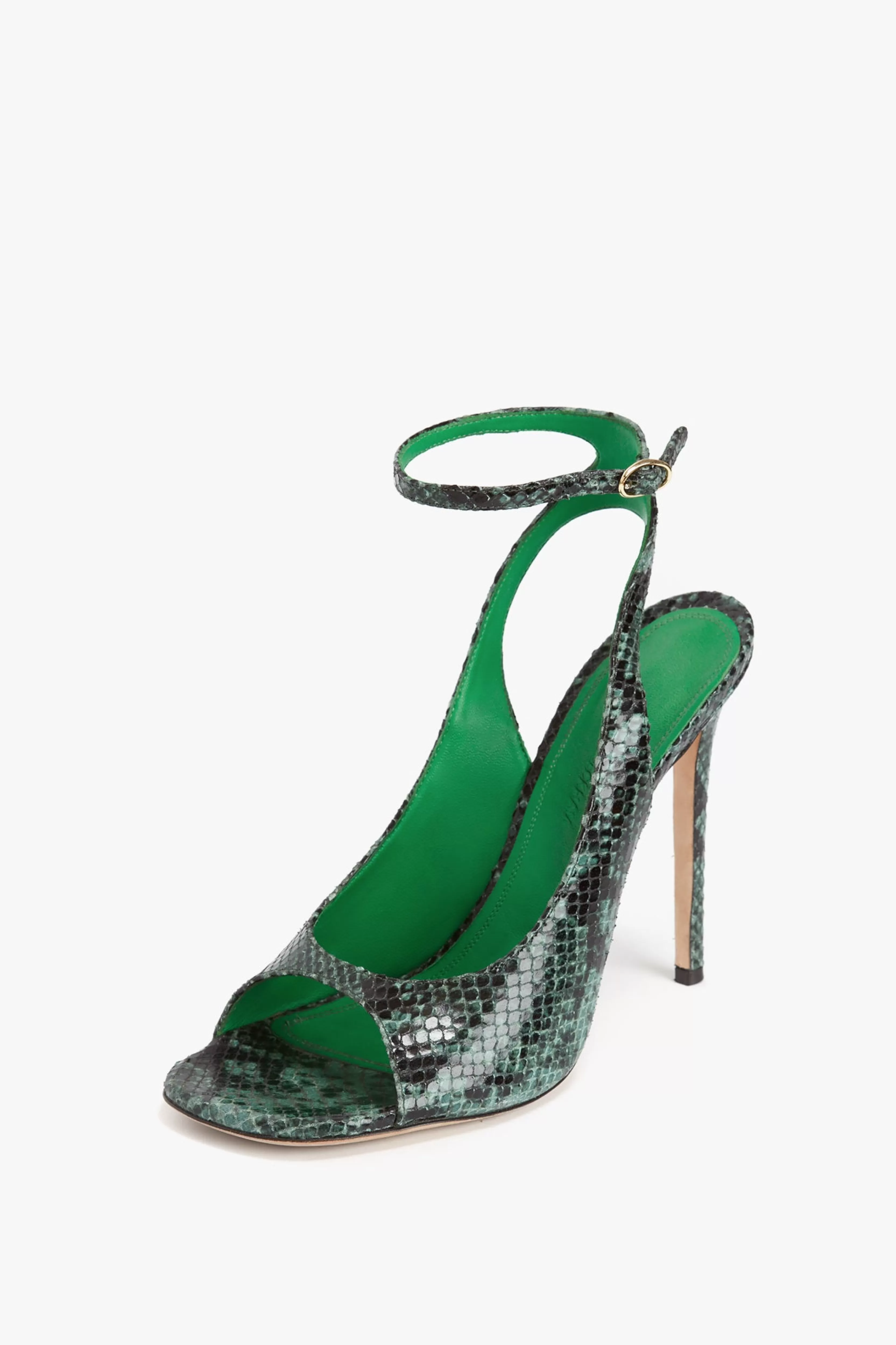 READY TO WEAR Victoria Beckham Sale | Dawn Sandal in Petrol Green Printed Snakeskin