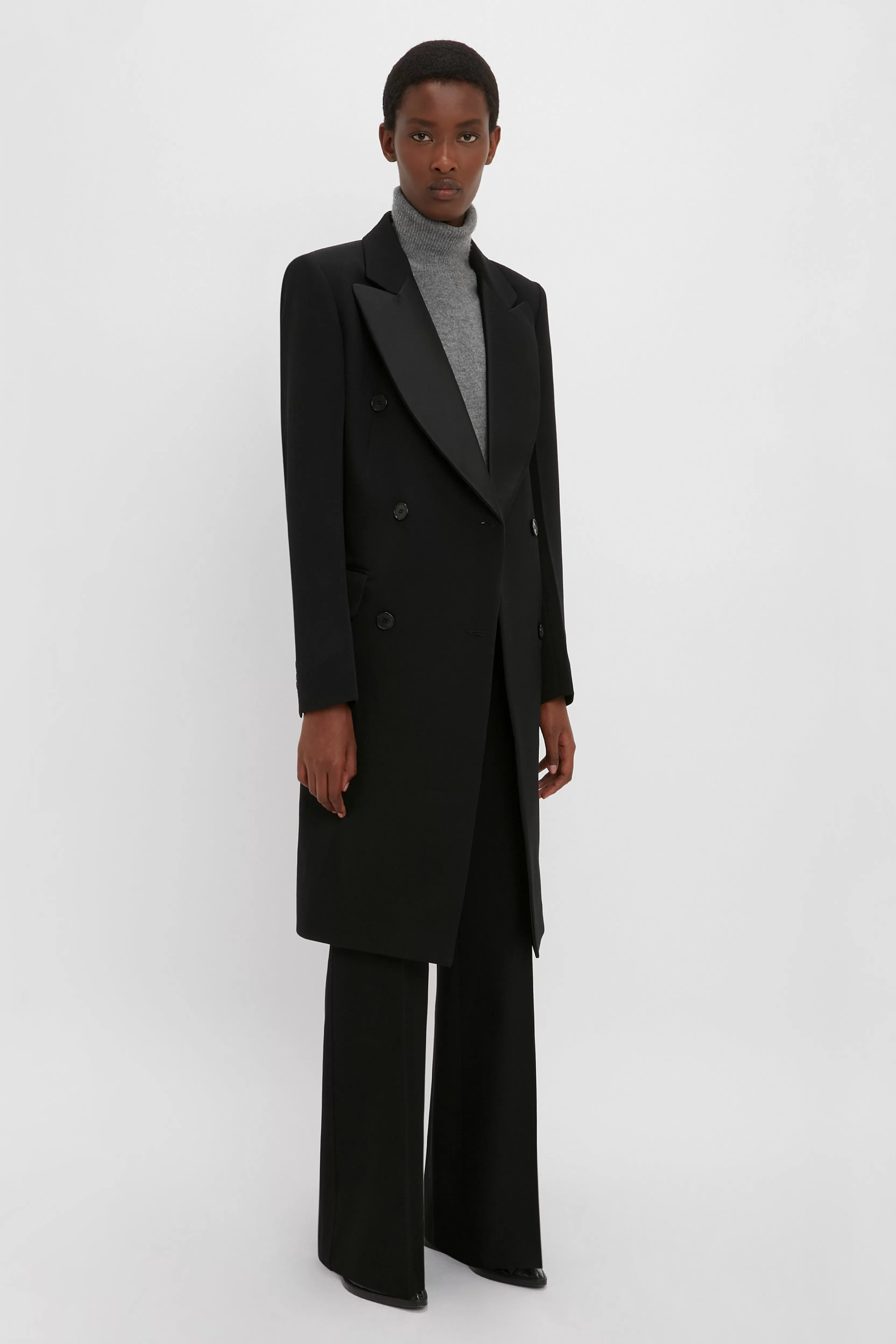 READY TO WEAR Victoria Beckham The Iconics Capsule | Tailoring | Jackets & Coats | Double Breasted Tuxedo Coat in Black