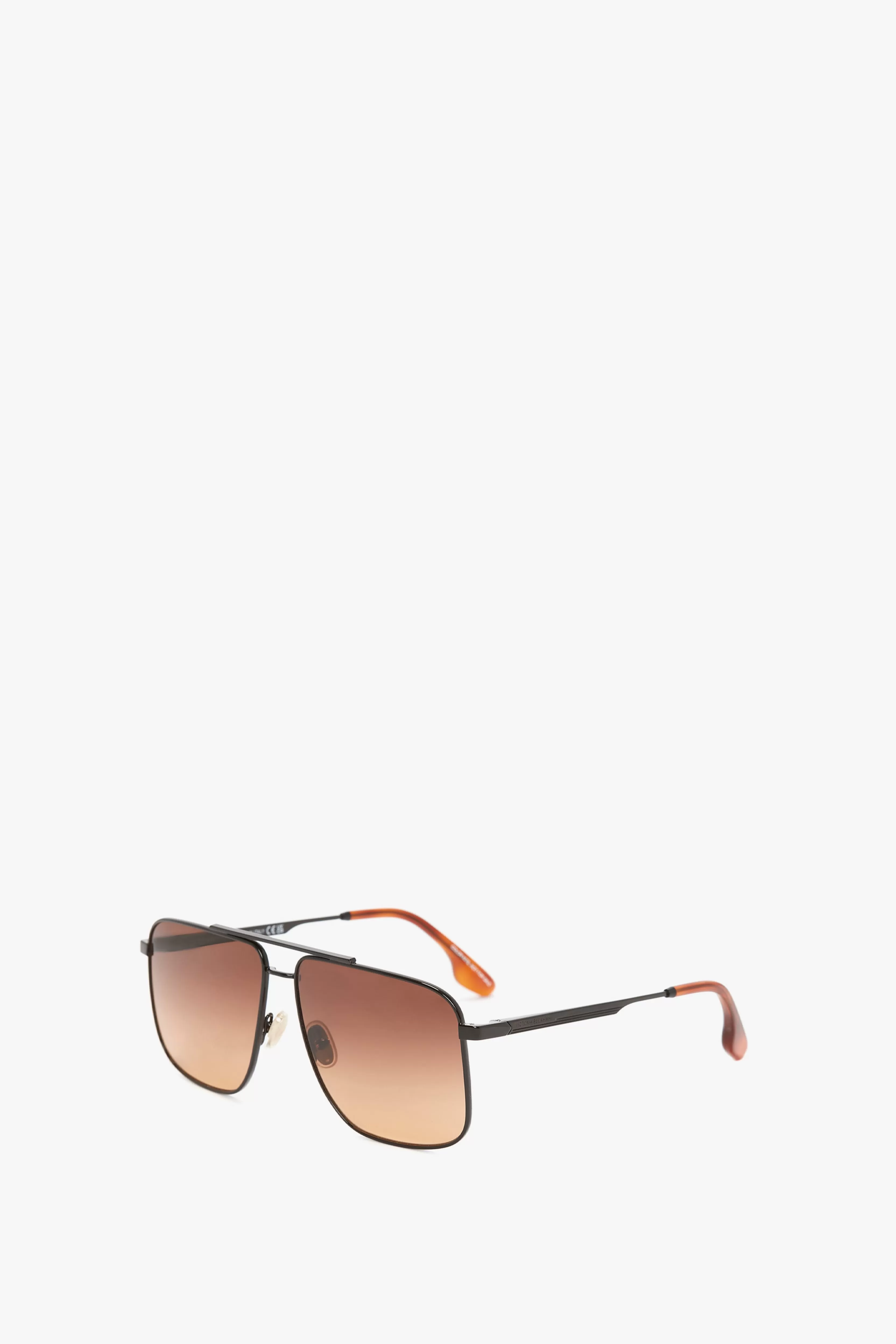 ACCESSORIES Victoria Beckham Eyewear | Double Bridge V-Line Navigator In Gold-Black-Brown