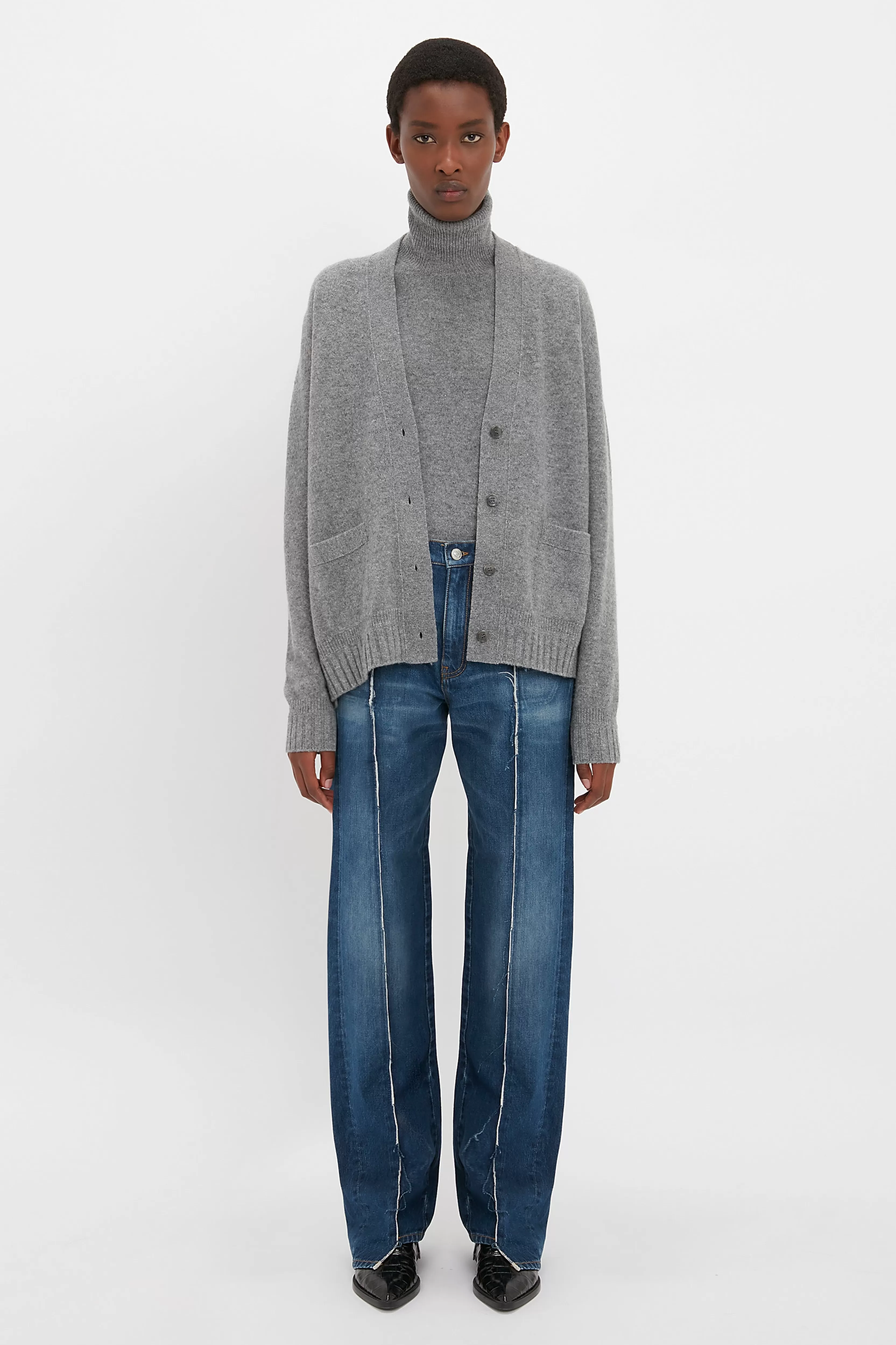 READY TO WEAR Victoria Beckham The Victoria Edit | Sale | Double Layer Cardigan In Melange Grey