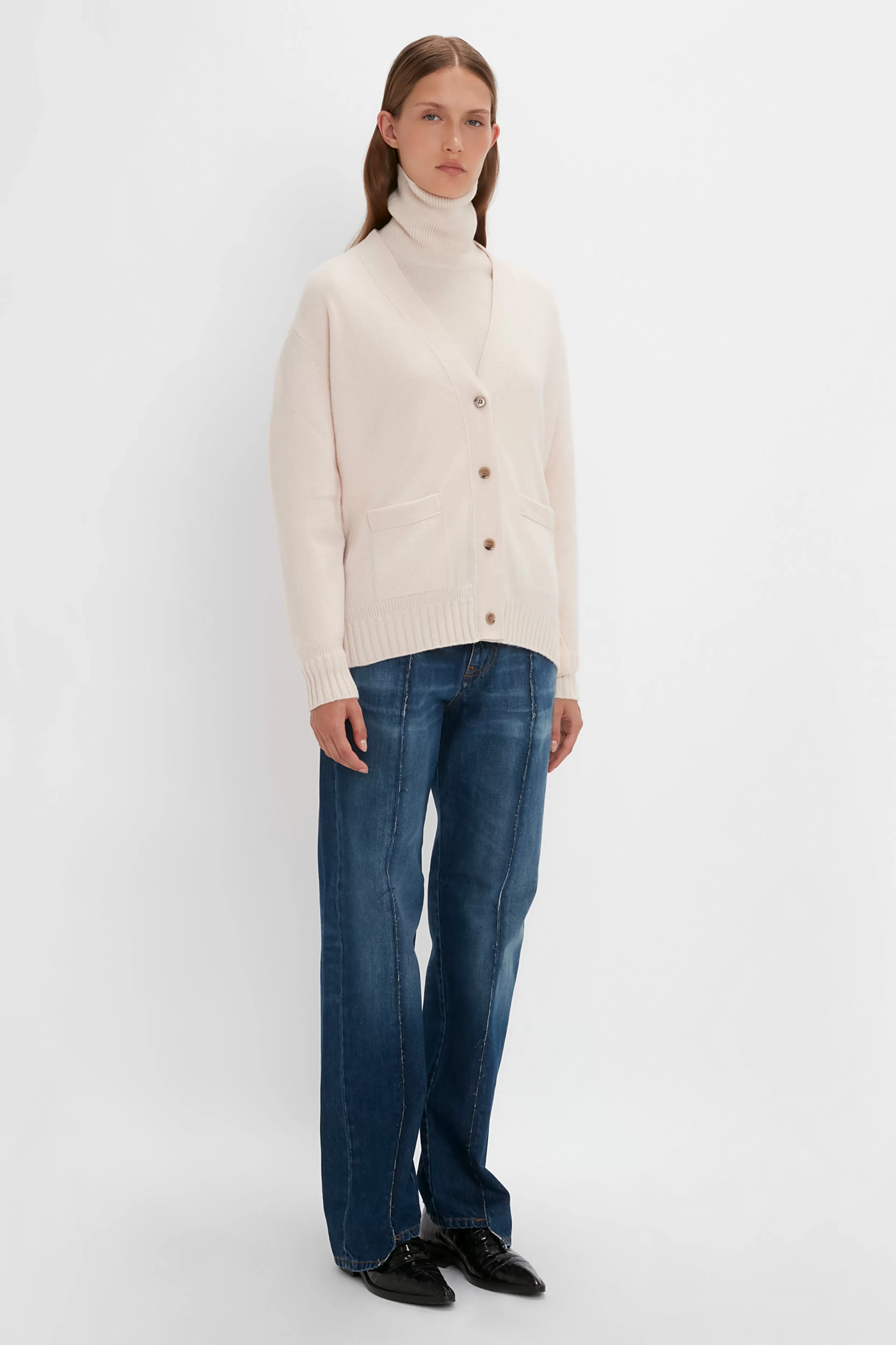 READY TO WEAR Victoria Beckham Sale | Double Layer Cardigan in Ivory Cream