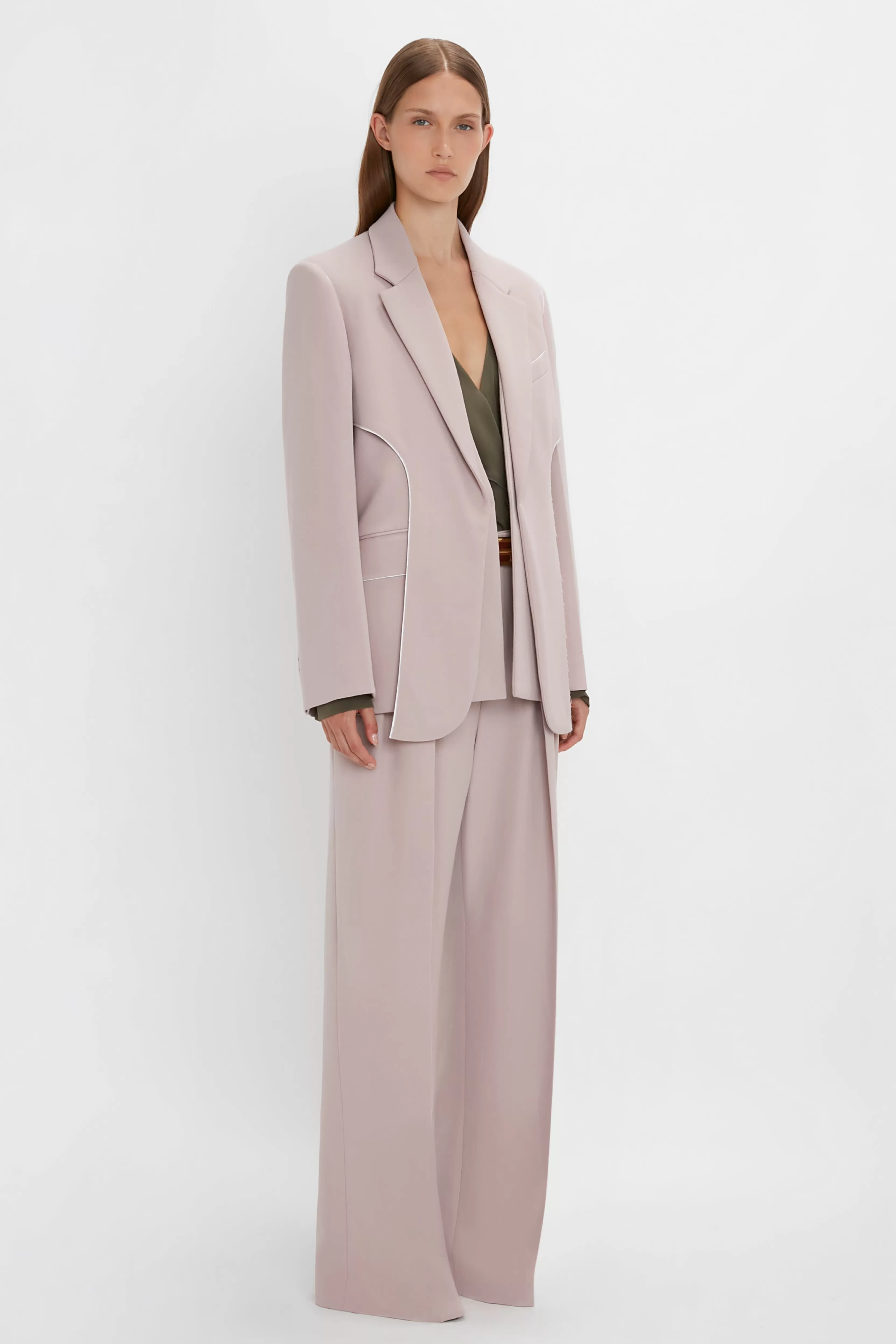 READY TO WEAR Victoria Beckham Occasionwear Edit | Jackets & Coats | Pre Spring Summer 2024 | Double Panel Front Jacket In Rose Quartz