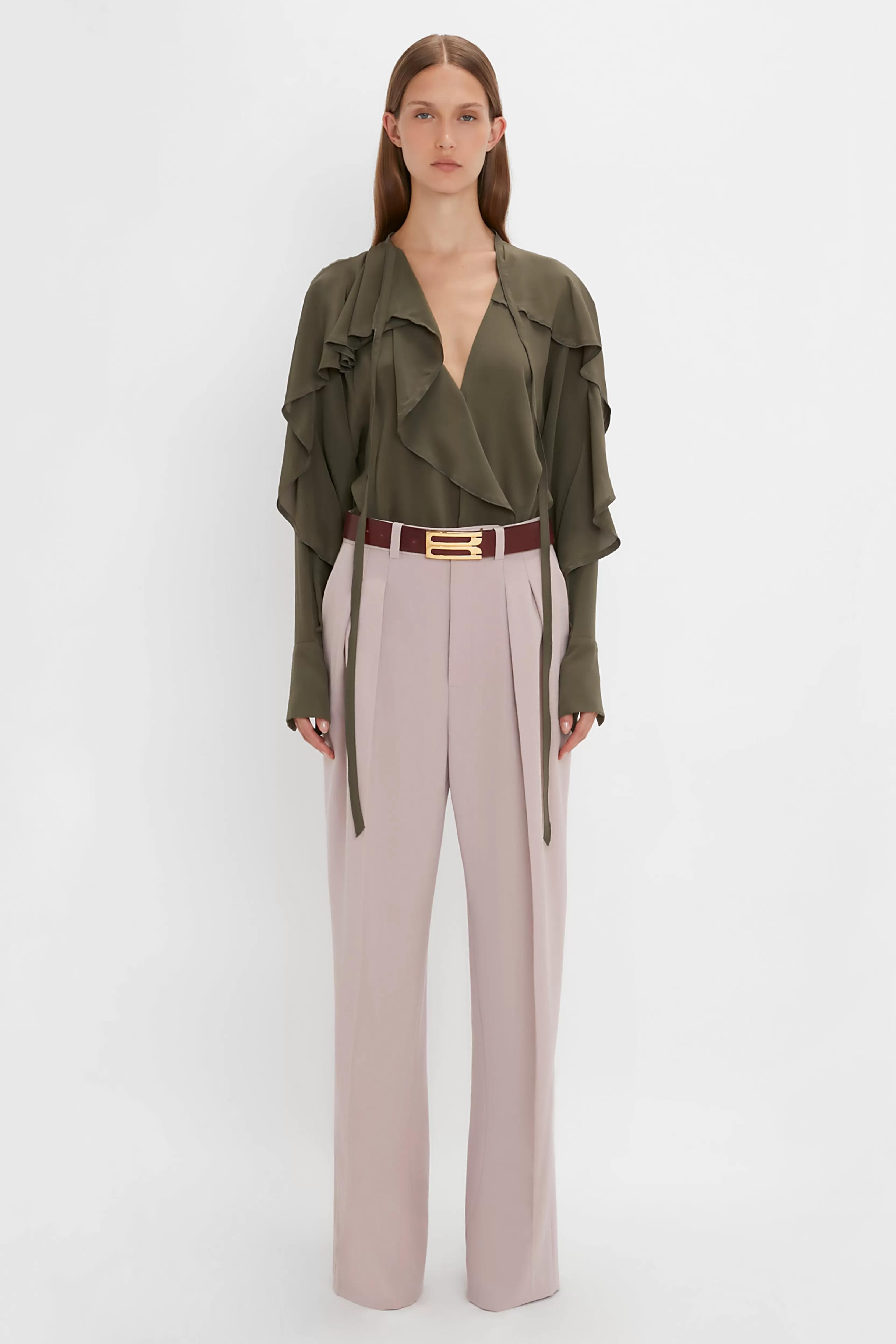 READY TO WEAR Victoria Beckham Pre Spring Summer 2024 | Tailoring | Trousers | Double Pleat Trouser In Rose Quartz Pink