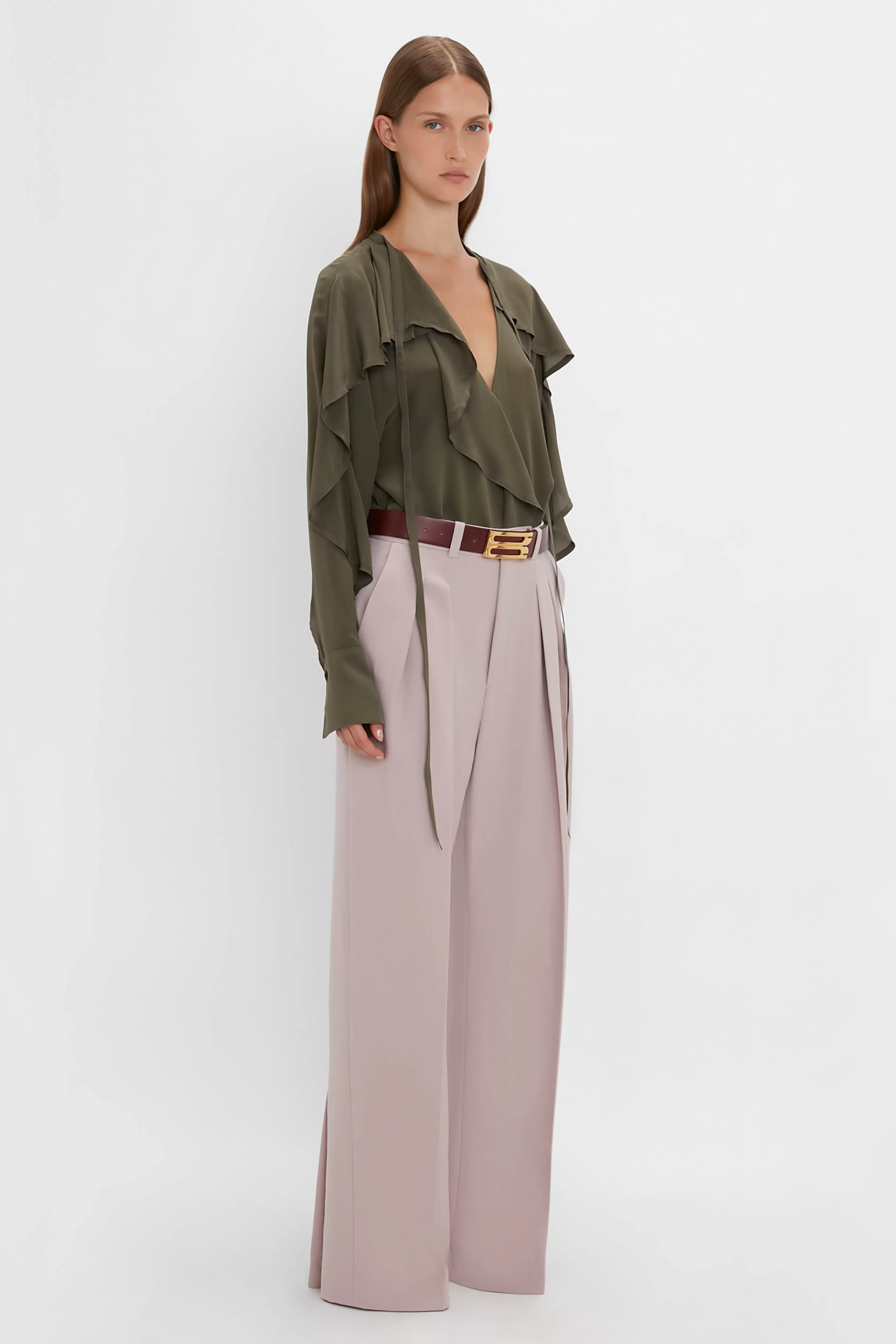 READY TO WEAR Victoria Beckham Pre Spring Summer 2024 | Tailoring | Trousers | Double Pleat Trouser In Rose Quartz Pink