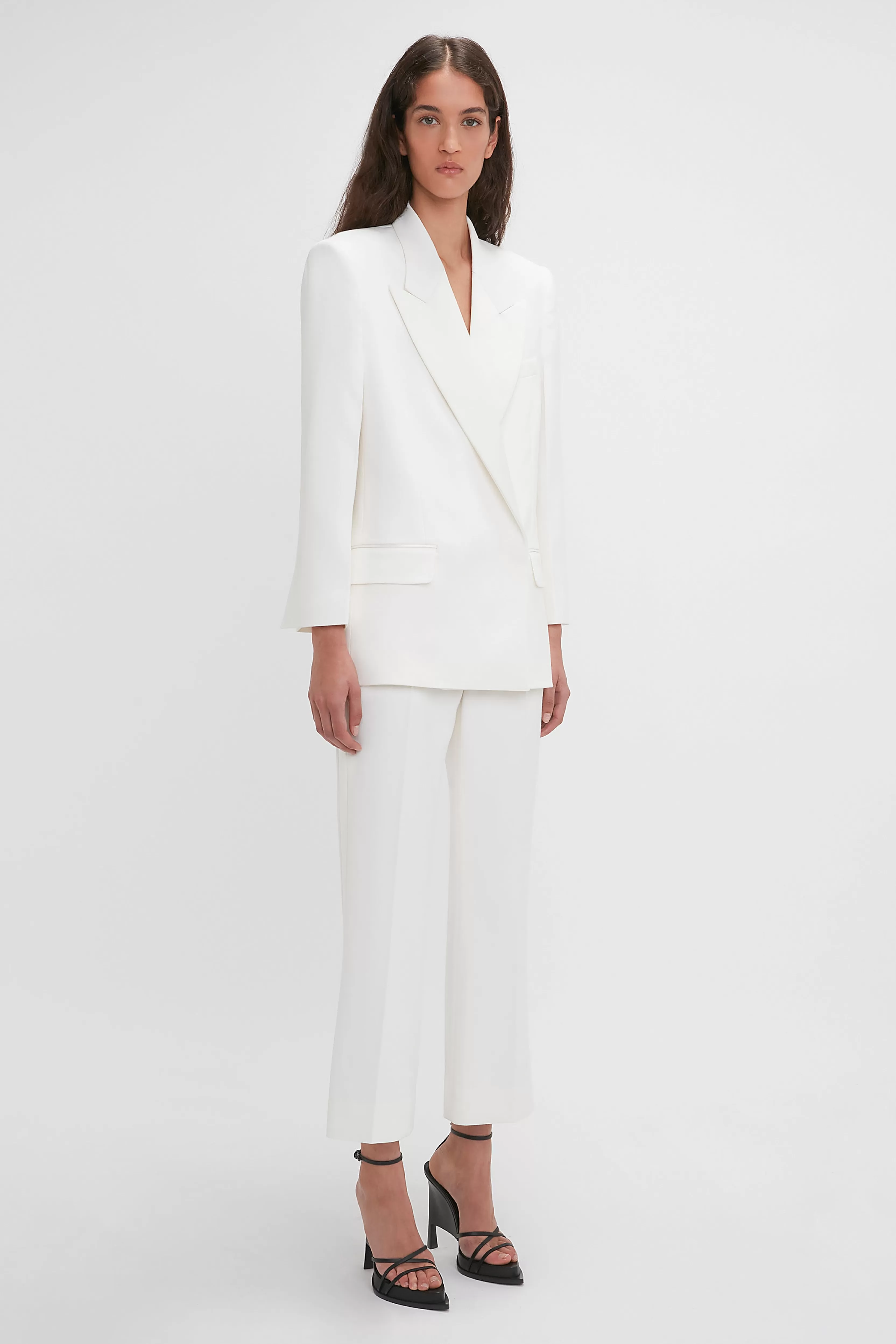 READY TO WEAR Victoria Beckham Occasionwear Edit | Exclusive To VB | Pre Spring Summer 2024 | Tailoring | Jackets & Coats | Exclusive Double Breasted Tuxedo Jacket In Ivory