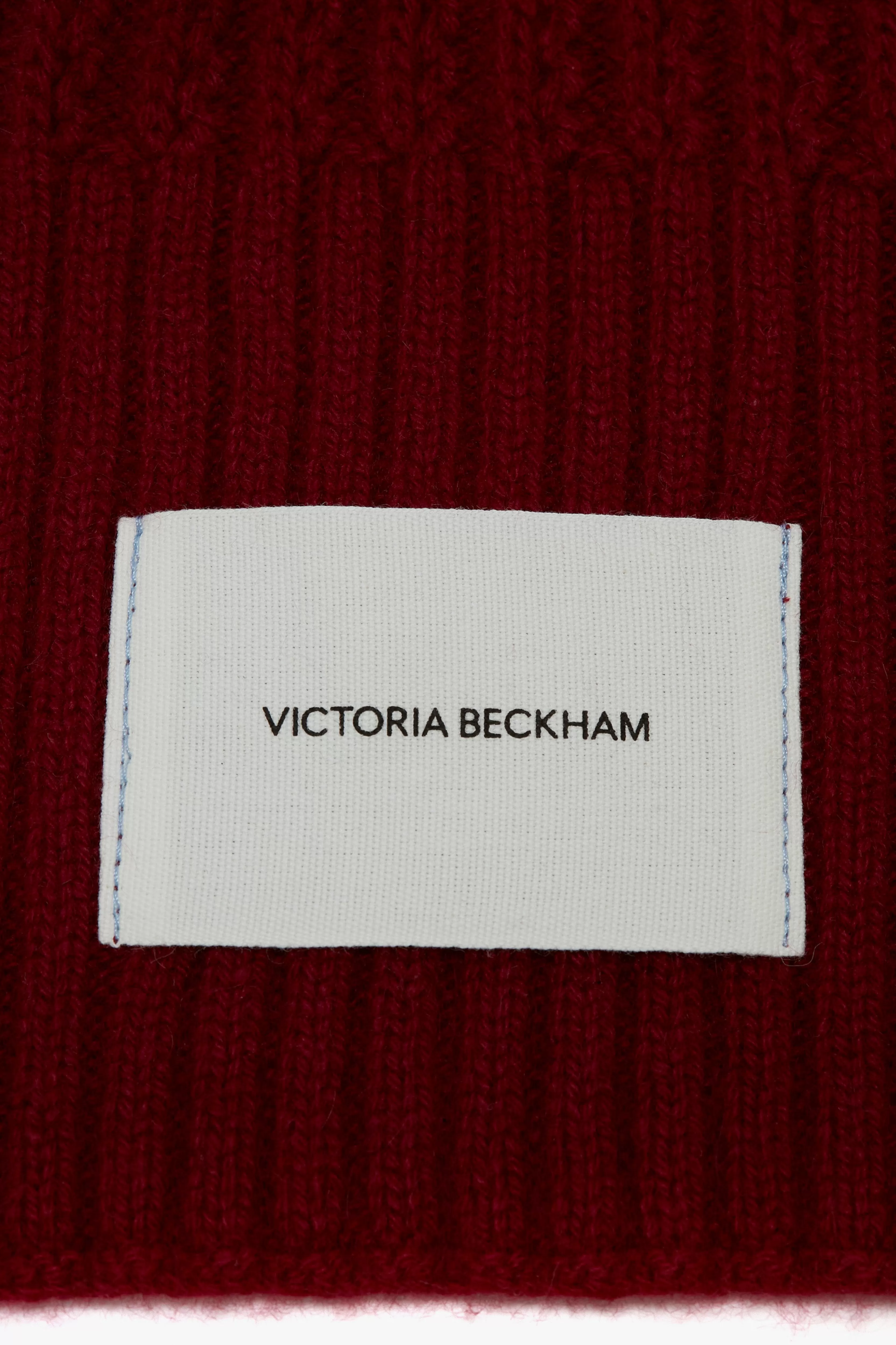 ACCESSORIES | READY TO WEAR Victoria Beckham Gifts | Hats & Scarves | Exclusive To VB | Knitwear | Exclusive Logo Patch Scarf In Burgundy Red