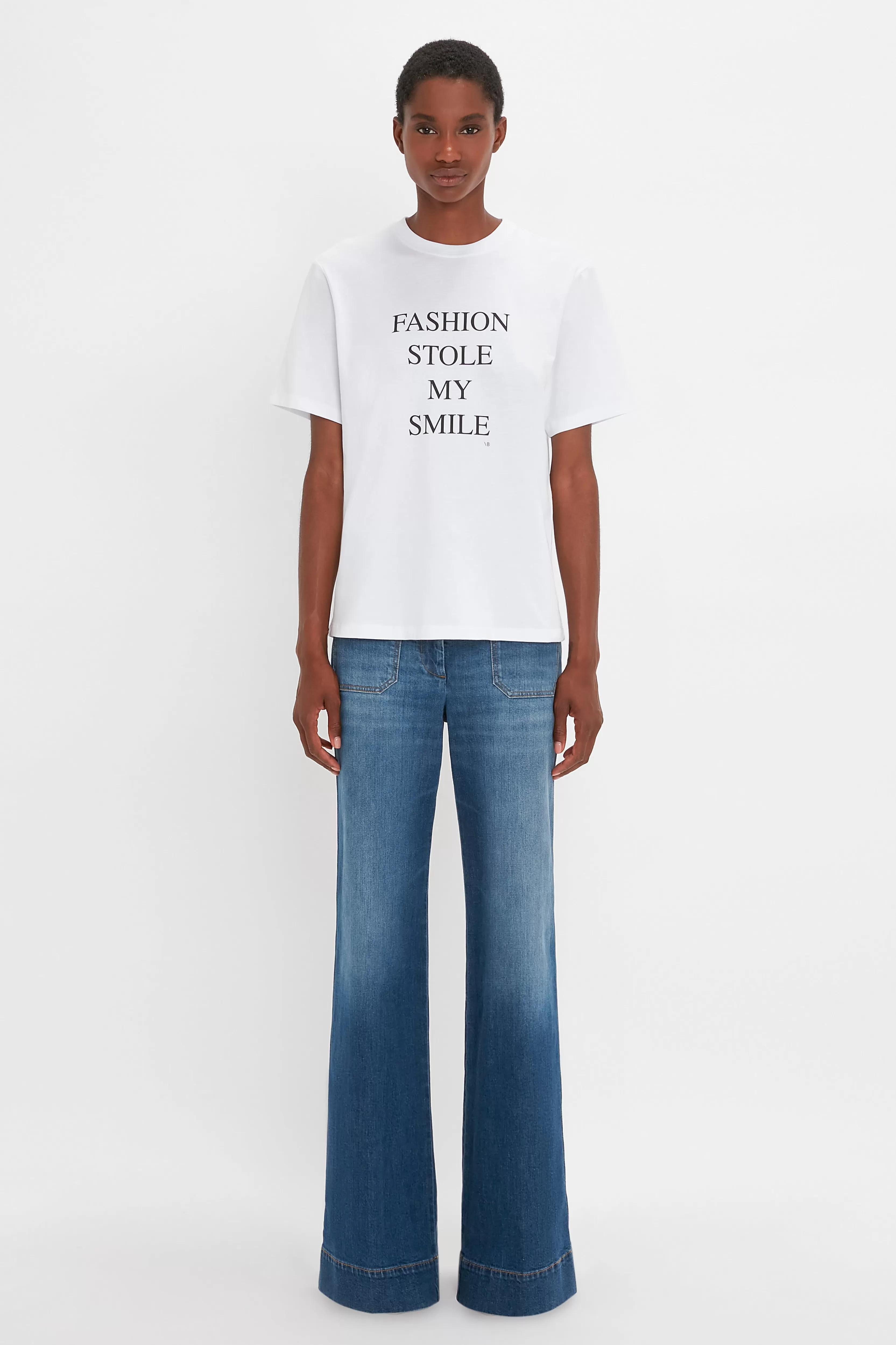 READY TO WEAR Victoria Beckham The Iconics Capsule | T-Shirts & Sweatshirts | Fashion Stole My Smile Slogan T-Shirt In White