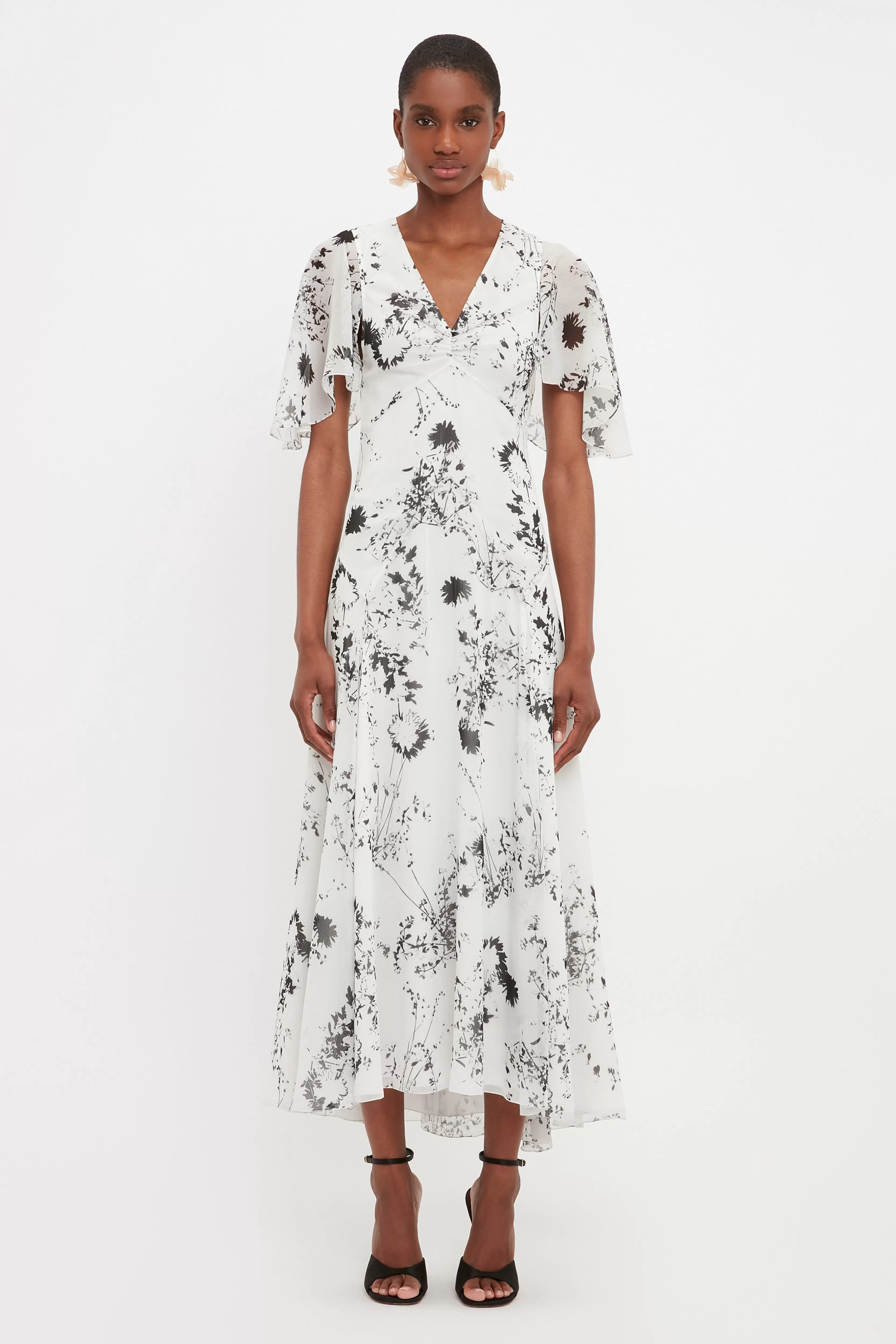 READY TO WEAR Victoria Beckham Sale | Floaty Godet Dress In Monochrome