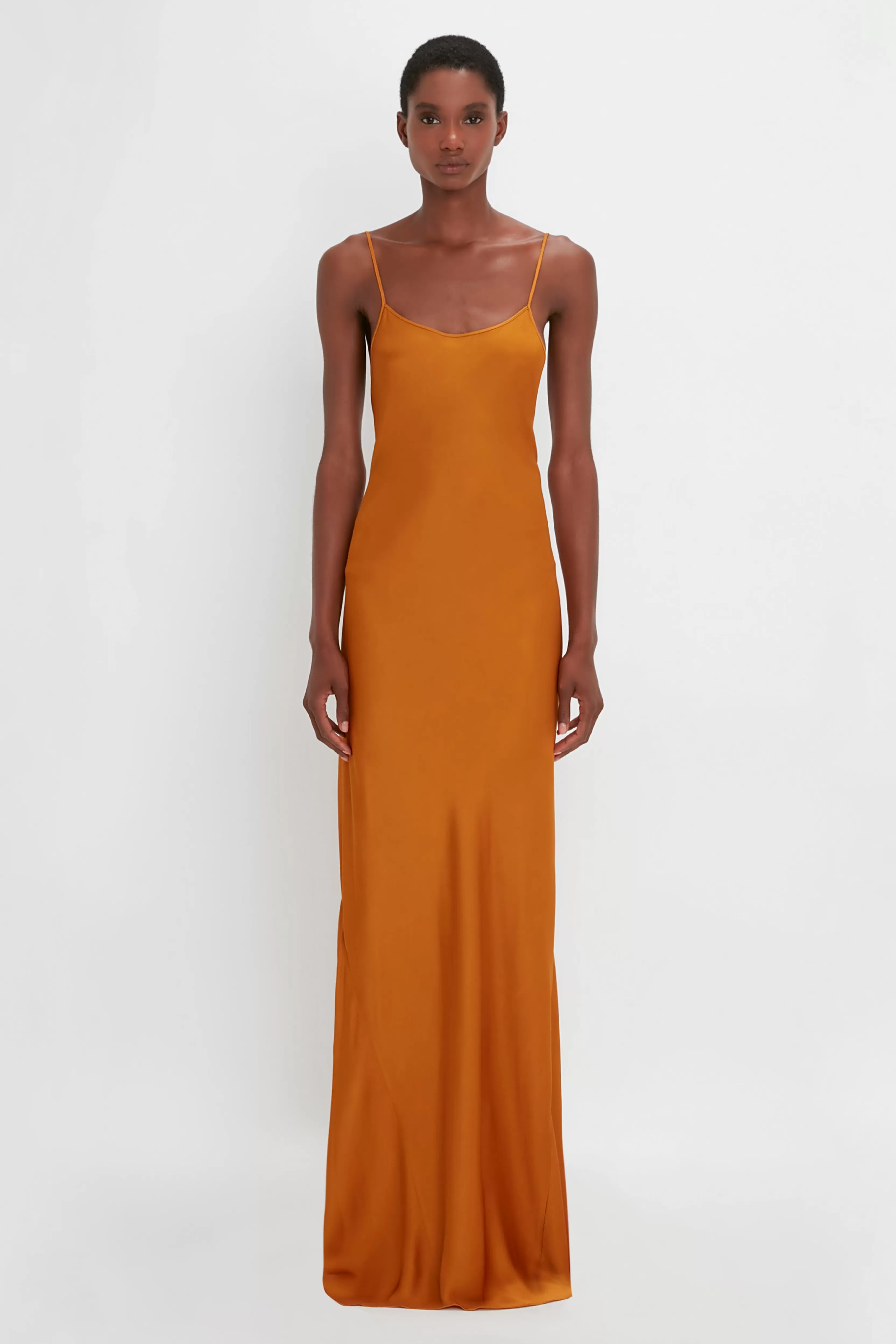 READY TO WEAR | VALENTINE'S DAY Victoria Beckham Occasionwear Edit | Pre Spring Summer 2024 | Gowns | Dresses | Eveningwear | Floor-Length Cami Dress in Ginger Orange