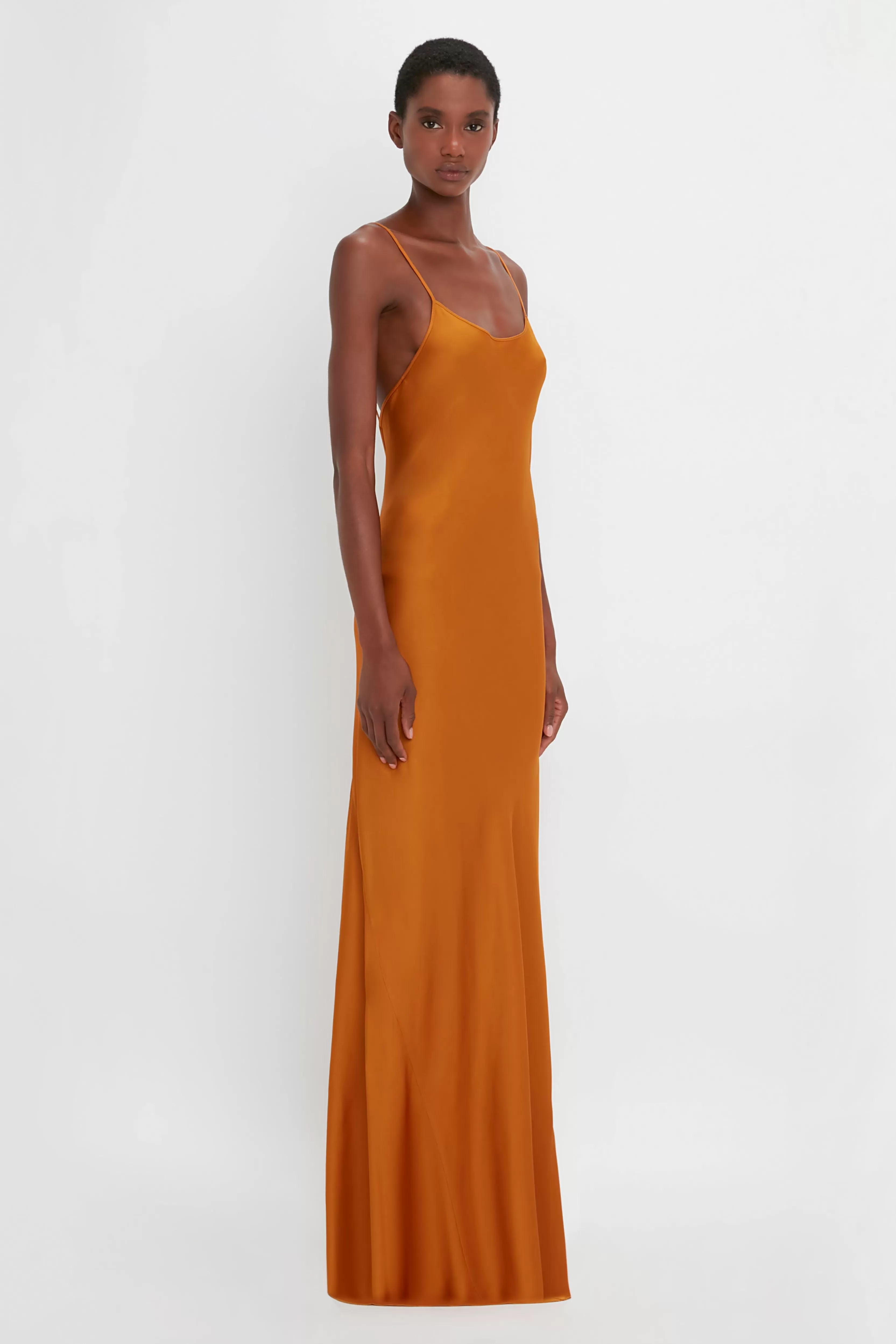 READY TO WEAR | VALENTINE'S DAY Victoria Beckham Occasionwear Edit | Pre Spring Summer 2024 | Gowns | Dresses | Eveningwear | Floor-Length Cami Dress in Ginger Orange