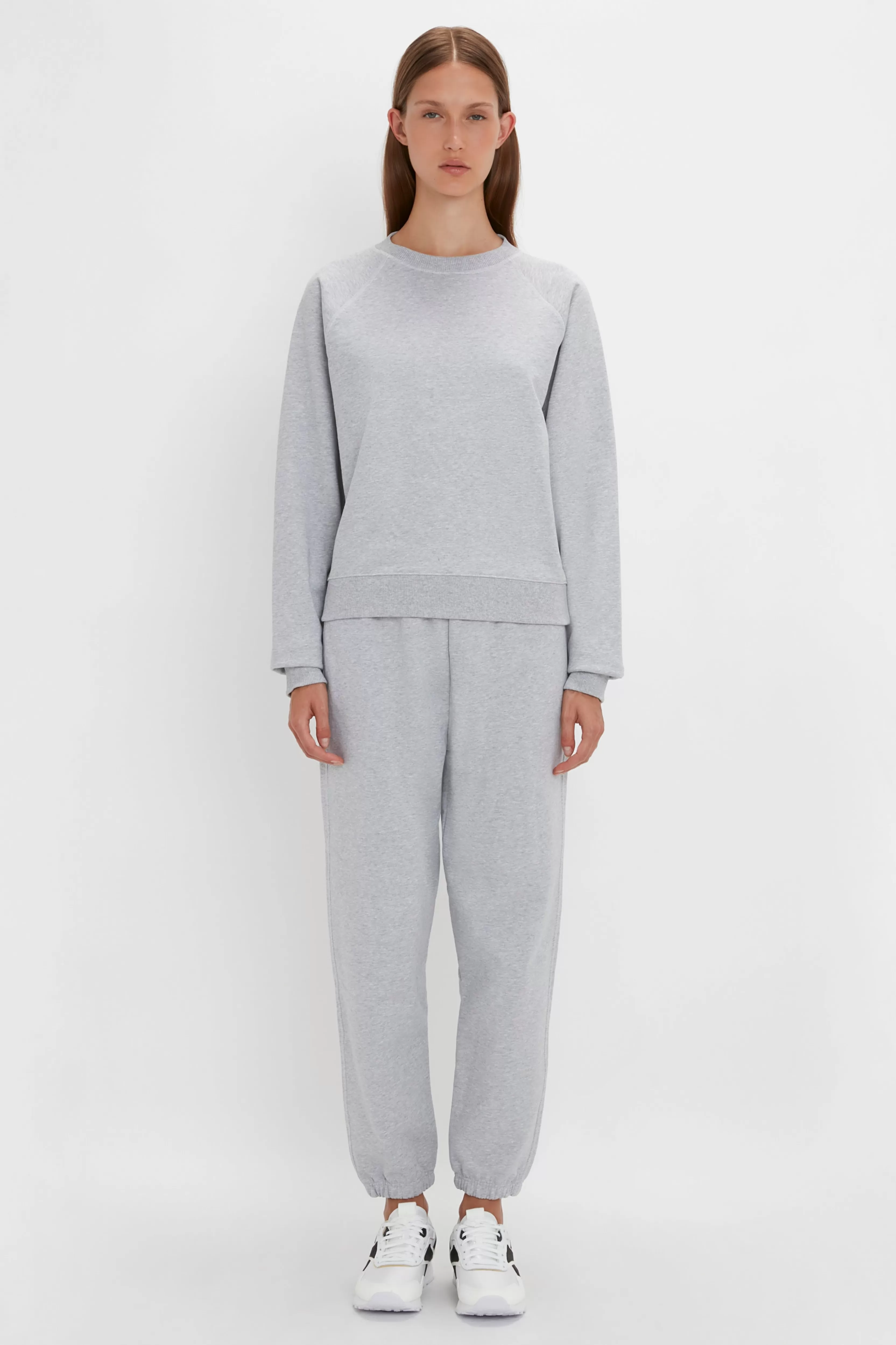 READY TO WEAR Victoria Beckham Pre Spring Summer 2024 | Trousers | Football Joggers In Grey Marl