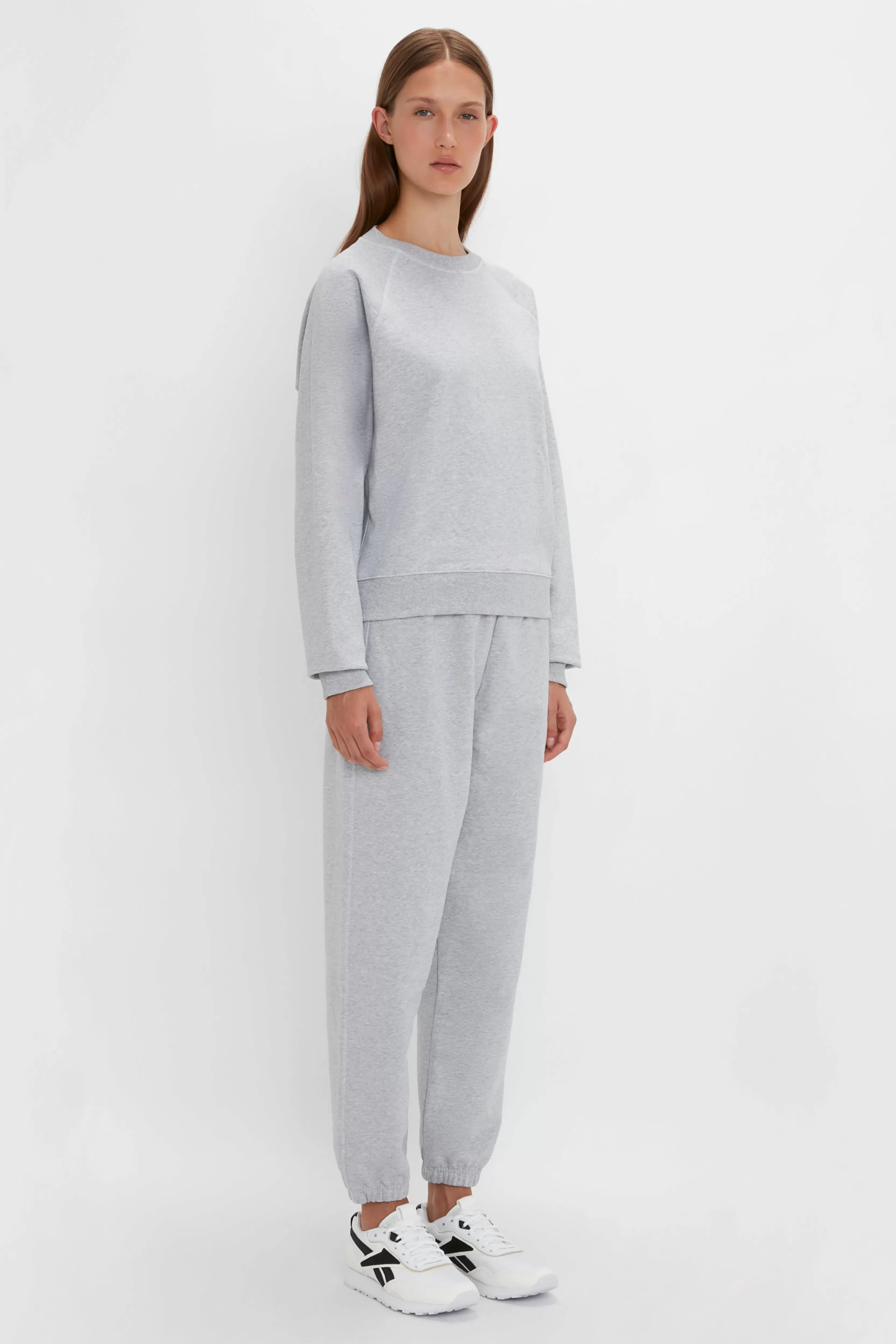 READY TO WEAR Victoria Beckham Pre Spring Summer 2024 | T-Shirts & Sweatshirts | Football Sweatshirt In Grey Marl