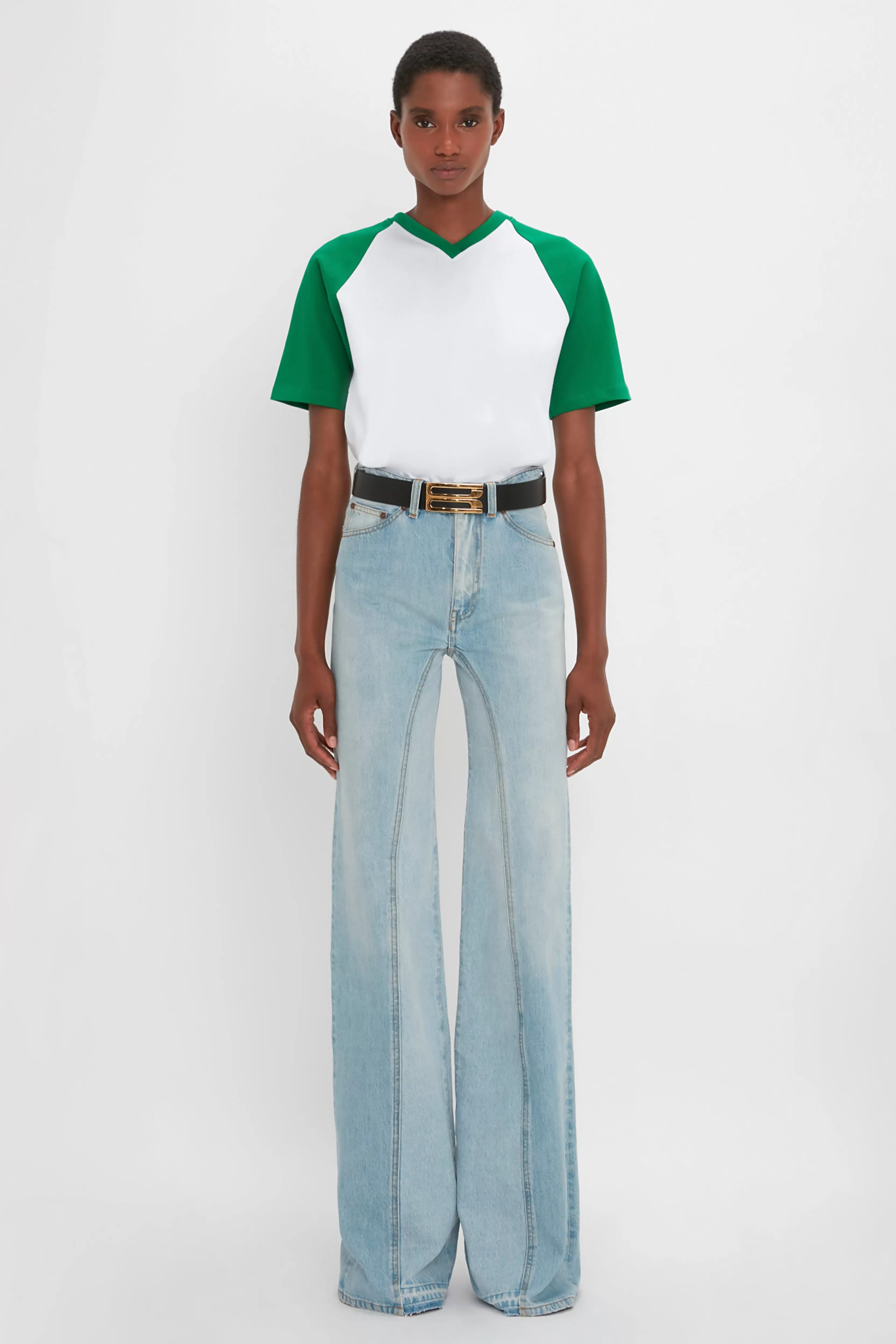 READY TO WEAR Victoria Beckham Pre Spring Summer 2024 | T-Shirts & Sweatshirts | Football T-Shirt In Green White