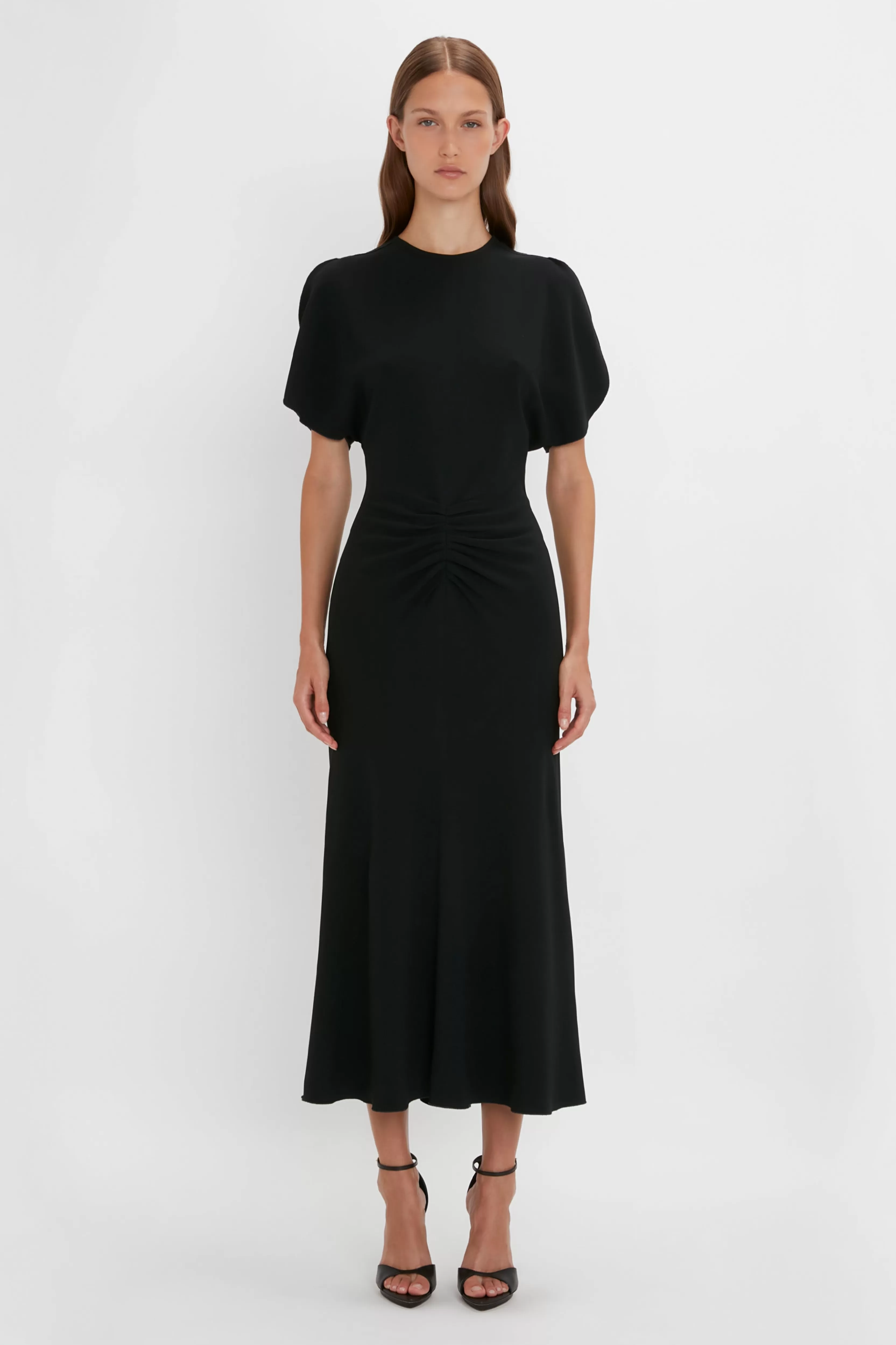 READY TO WEAR | VALENTINE'S DAY Victoria Beckham Occasionwear Edit | The Gathered Waist Dress Edit | The Iconics Capsule | Dresses | Eveningwear | Gathered Waist Midi Dress In Black