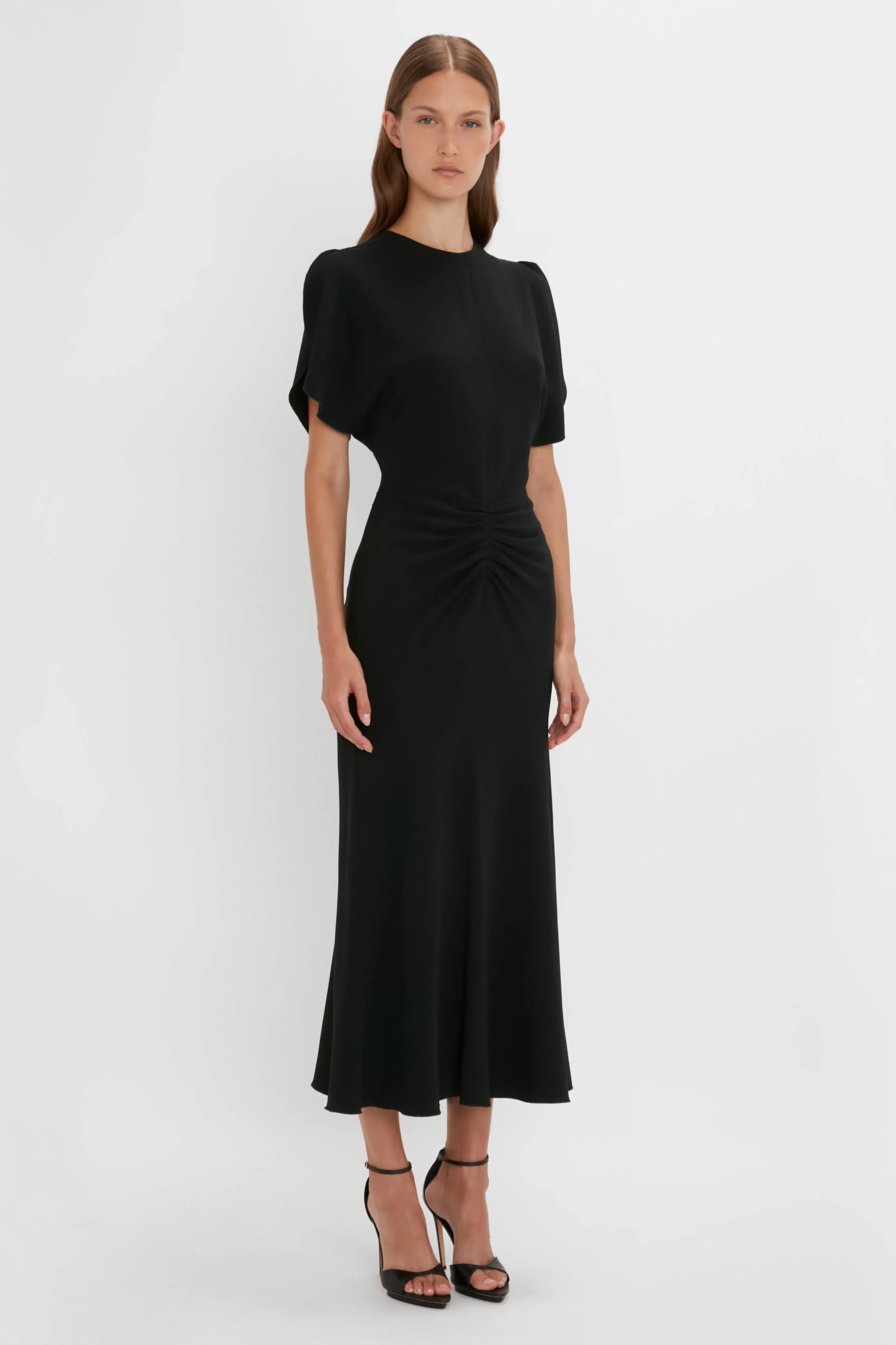 READY TO WEAR | VALENTINE'S DAY Victoria Beckham Occasionwear Edit | The Gathered Waist Dress Edit | The Iconics Capsule | Dresses | Eveningwear | Gathered Waist Midi Dress In Black