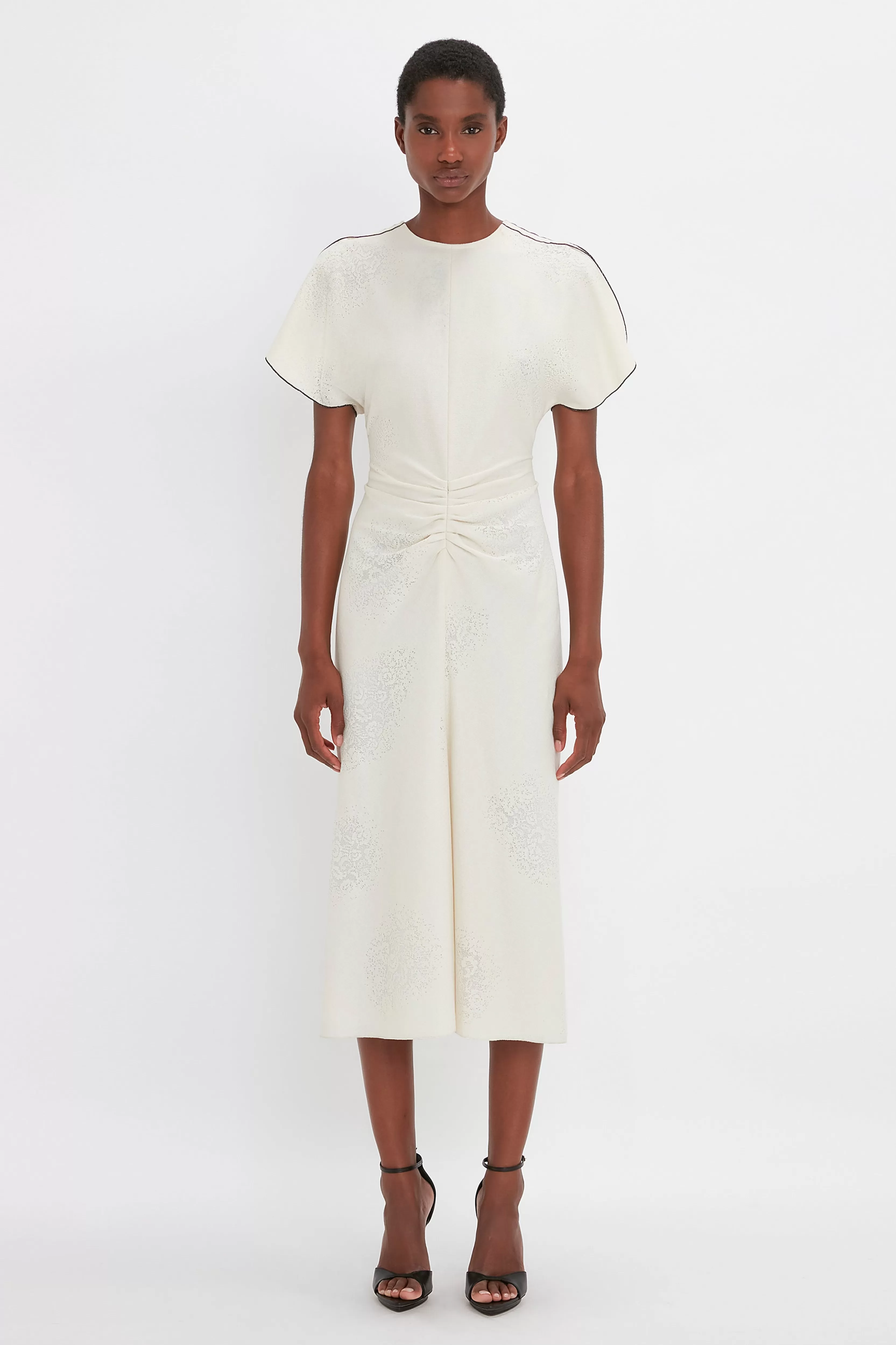 READY TO WEAR Victoria Beckham Occasionwear Edit | The Gathered Waist Dress Edit | Pre Spring Summer 2024 | Dresses | Gathered Waist Midi Dress In Cream