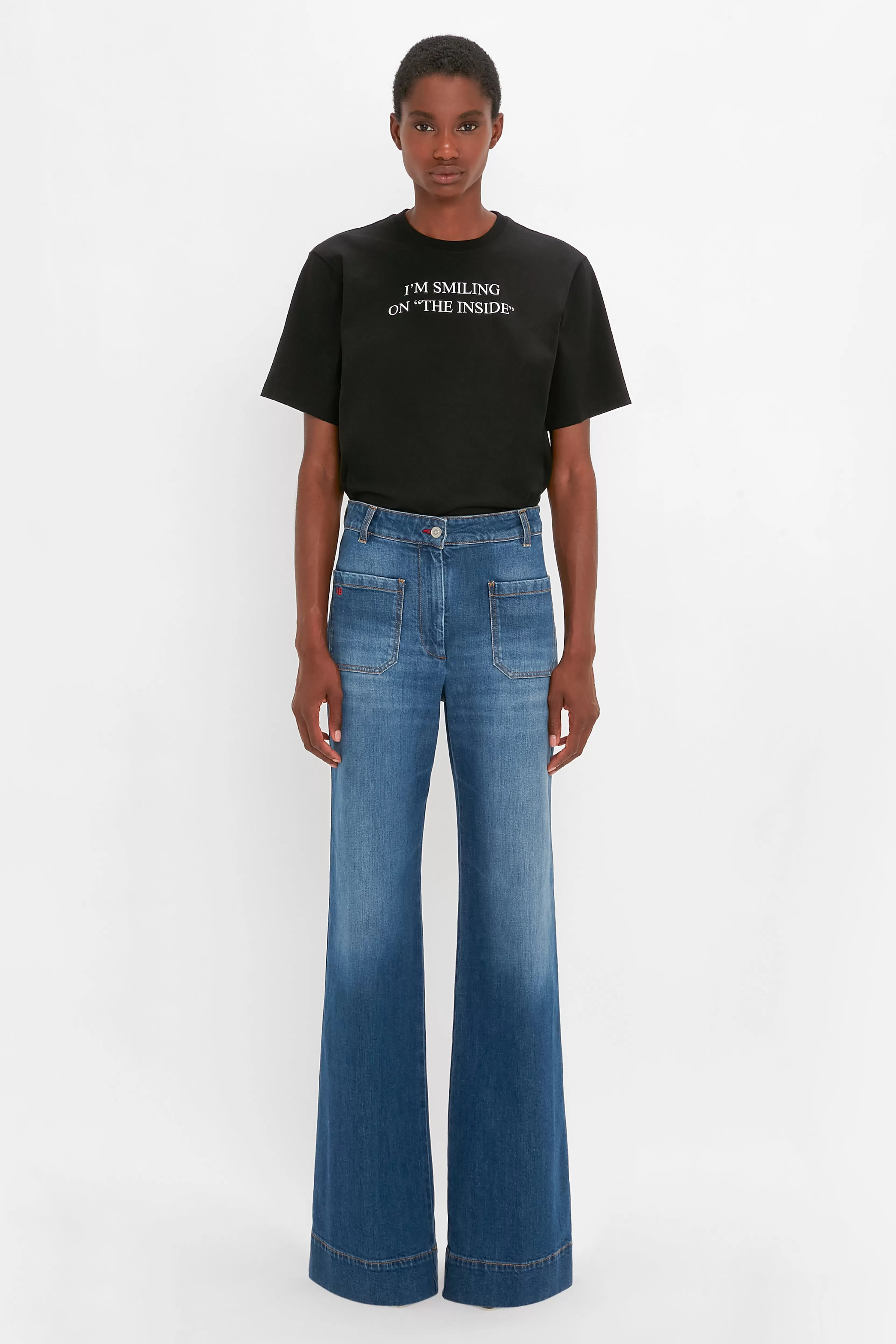 ACCESSORIES | READY TO WEAR Victoria Beckham Gifts | The Iconics Capsule | T-Shirts & Sweatshirts | I'm Smiling On The Inside Slogan T-Shirt in Black