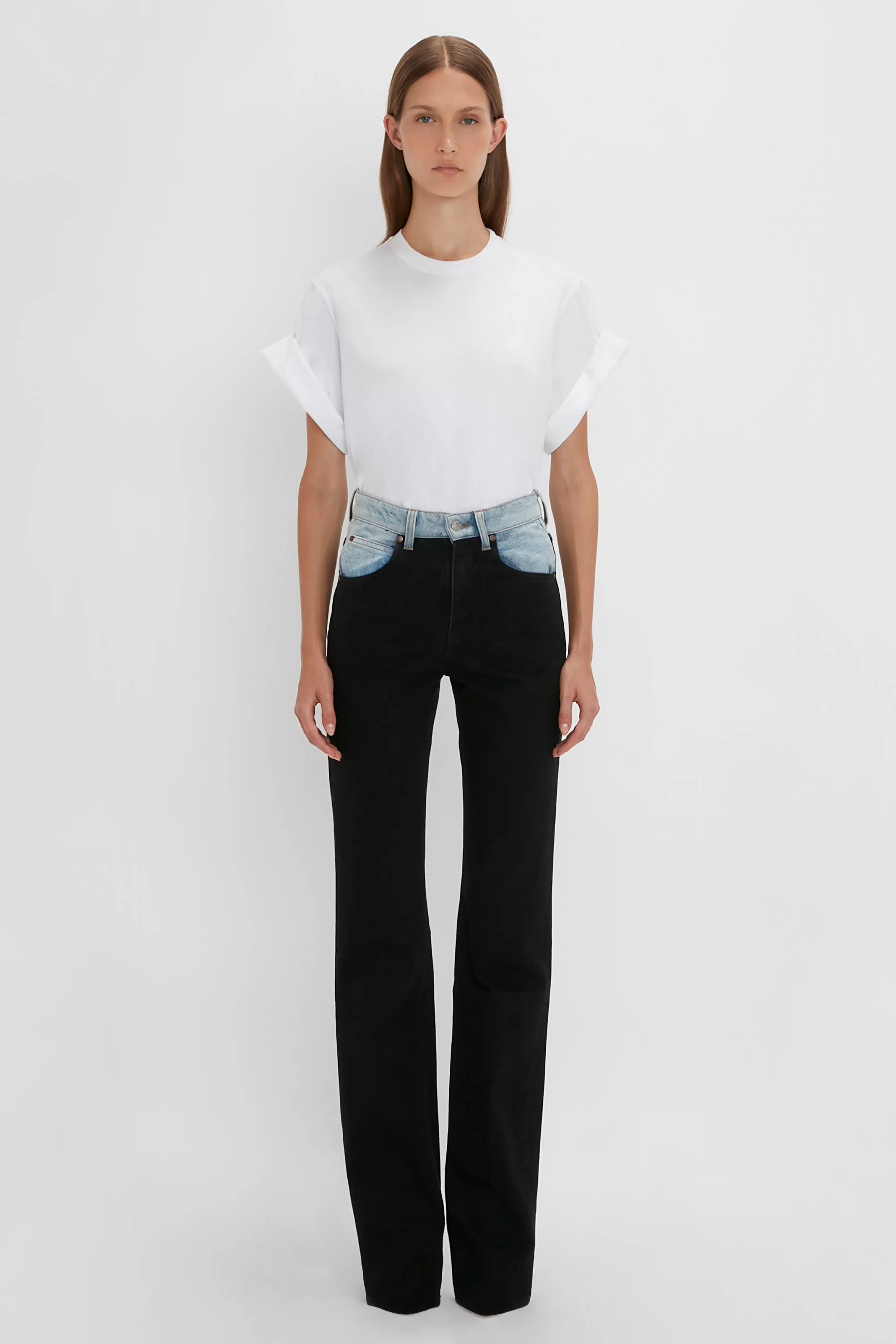 READY TO WEAR Victoria Beckham Pre Spring Summer 2024 | Denim | Julia Jean In Contrast Wash