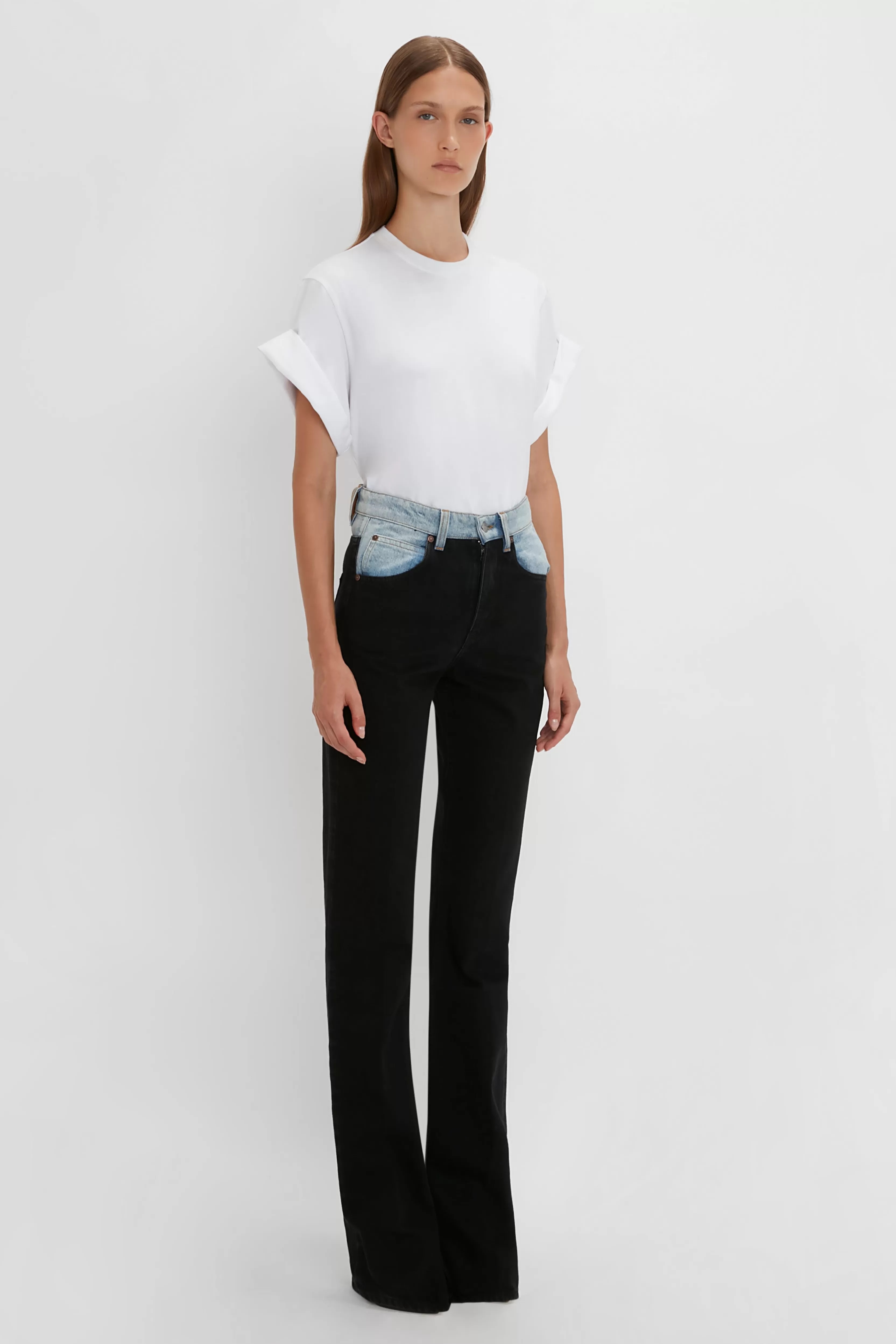 READY TO WEAR Victoria Beckham Pre Spring Summer 2024 | Denim | Julia Jean In Contrast Wash