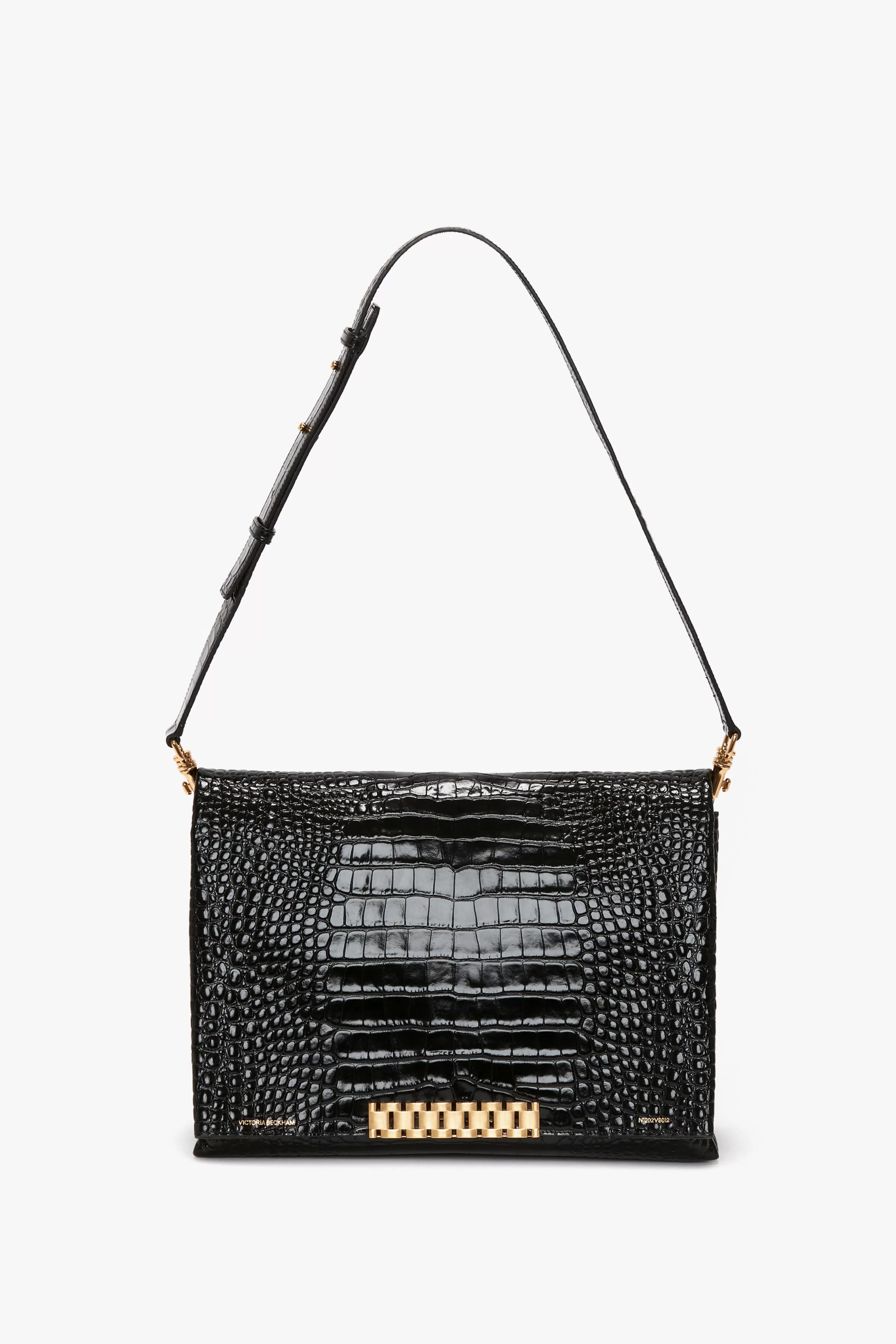 BAGS | READY TO WEAR | ACCESSORIES Victoria Beckham The Chain Pouch | Pre Spring Summer 2024 | Bags | Jumbo Chain Pouch in Black Croc-Effect Leather