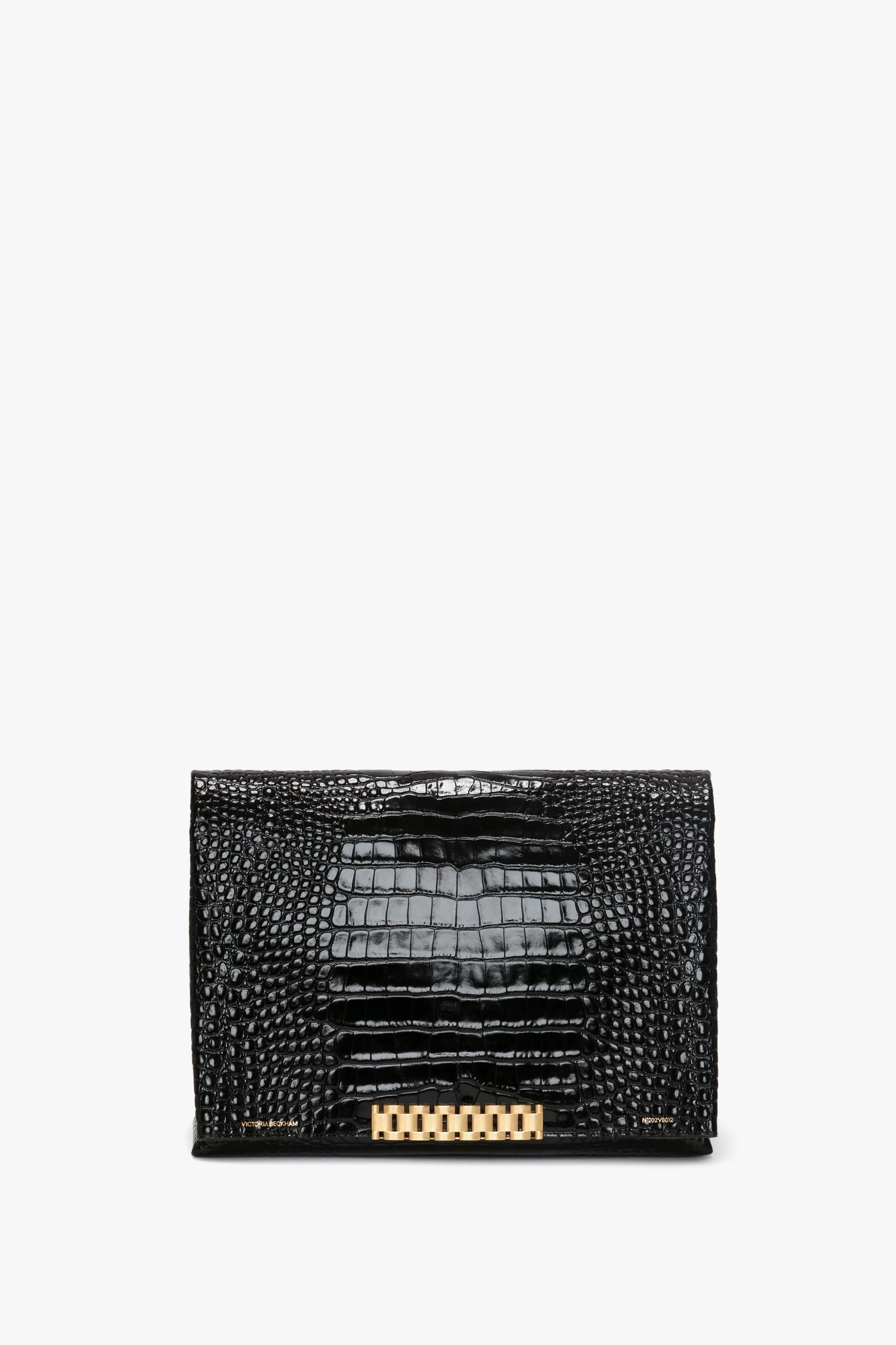 BAGS | READY TO WEAR | ACCESSORIES Victoria Beckham The Chain Pouch | Pre Spring Summer 2024 | Bags | Jumbo Chain Pouch in Black Croc-Effect Leather