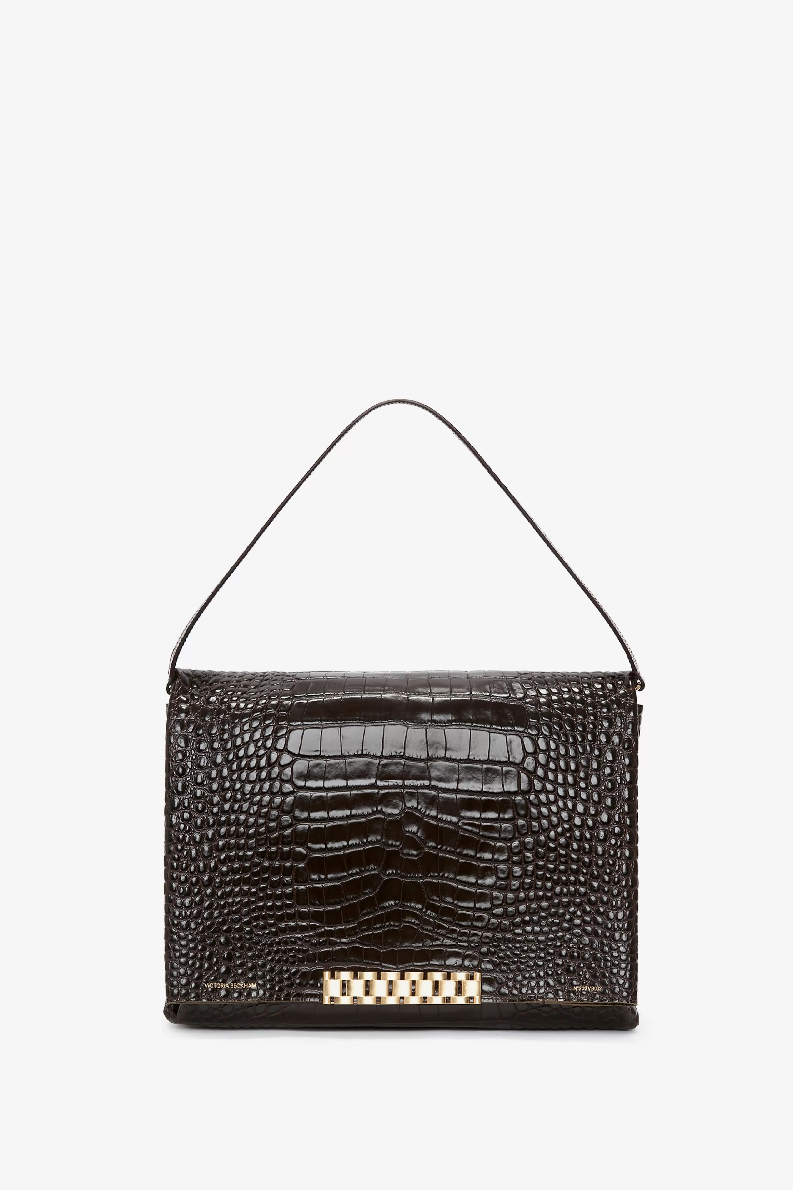 BAGS | READY TO WEAR | ACCESSORIES Victoria Beckham The Chain Pouch | Shoulder Bags | The Victoria Edit | Bags | Jumbo Chain Pouch In Croc-Effect Leather Chocolate