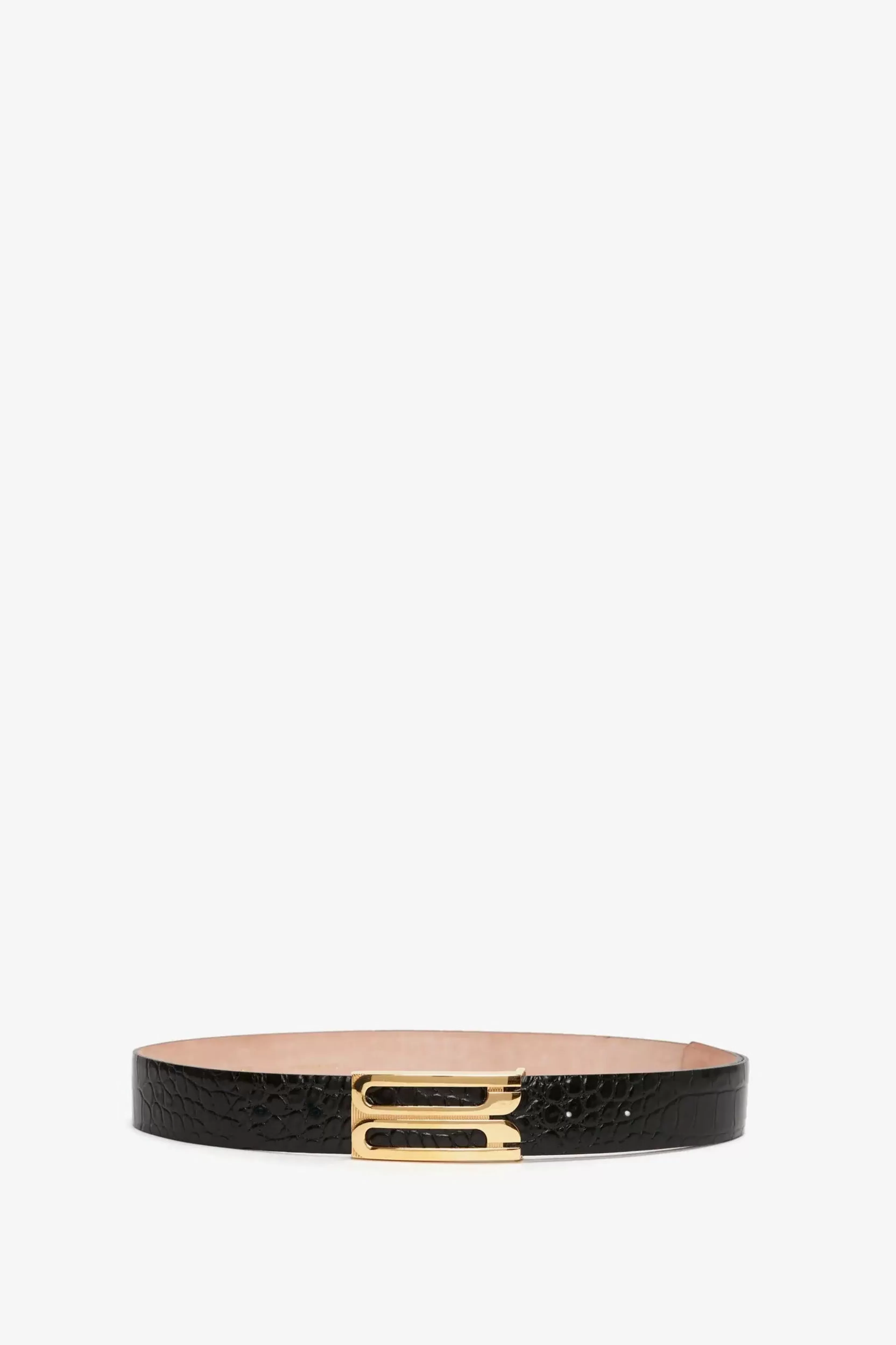 ACCESSORIES | READY TO WEAR Victoria Beckham Gifts | Belts | The Victoria Edit | Jumbo Frame Belt In Croc-Effect Leather Black