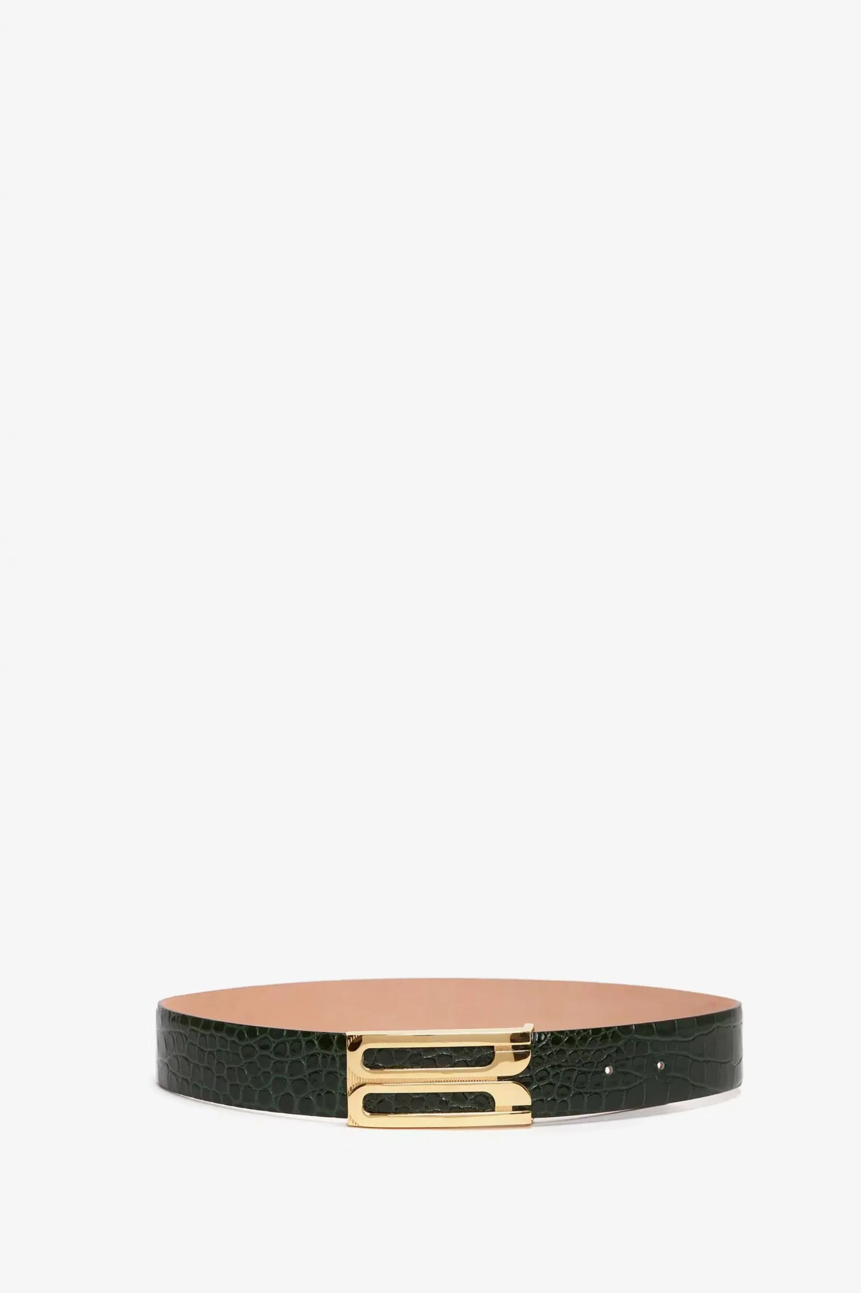 ACCESSORIES Victoria Beckham Gifts | Belts | Jumbo Frame Belt In Dark Forest Croc-Effect Leather Green