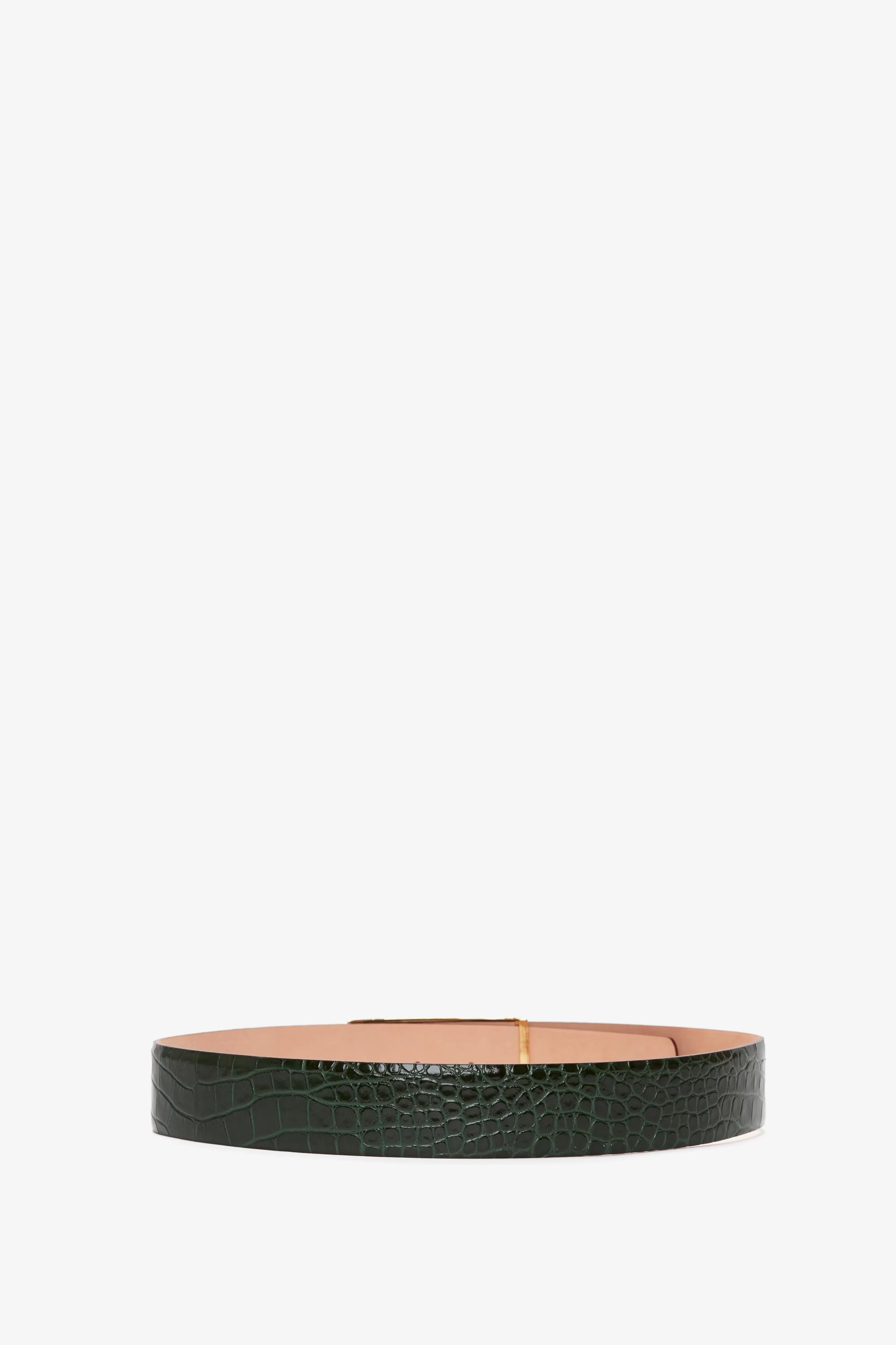 ACCESSORIES Victoria Beckham Gifts | Belts | Jumbo Frame Belt In Dark Forest Croc-Effect Leather Green