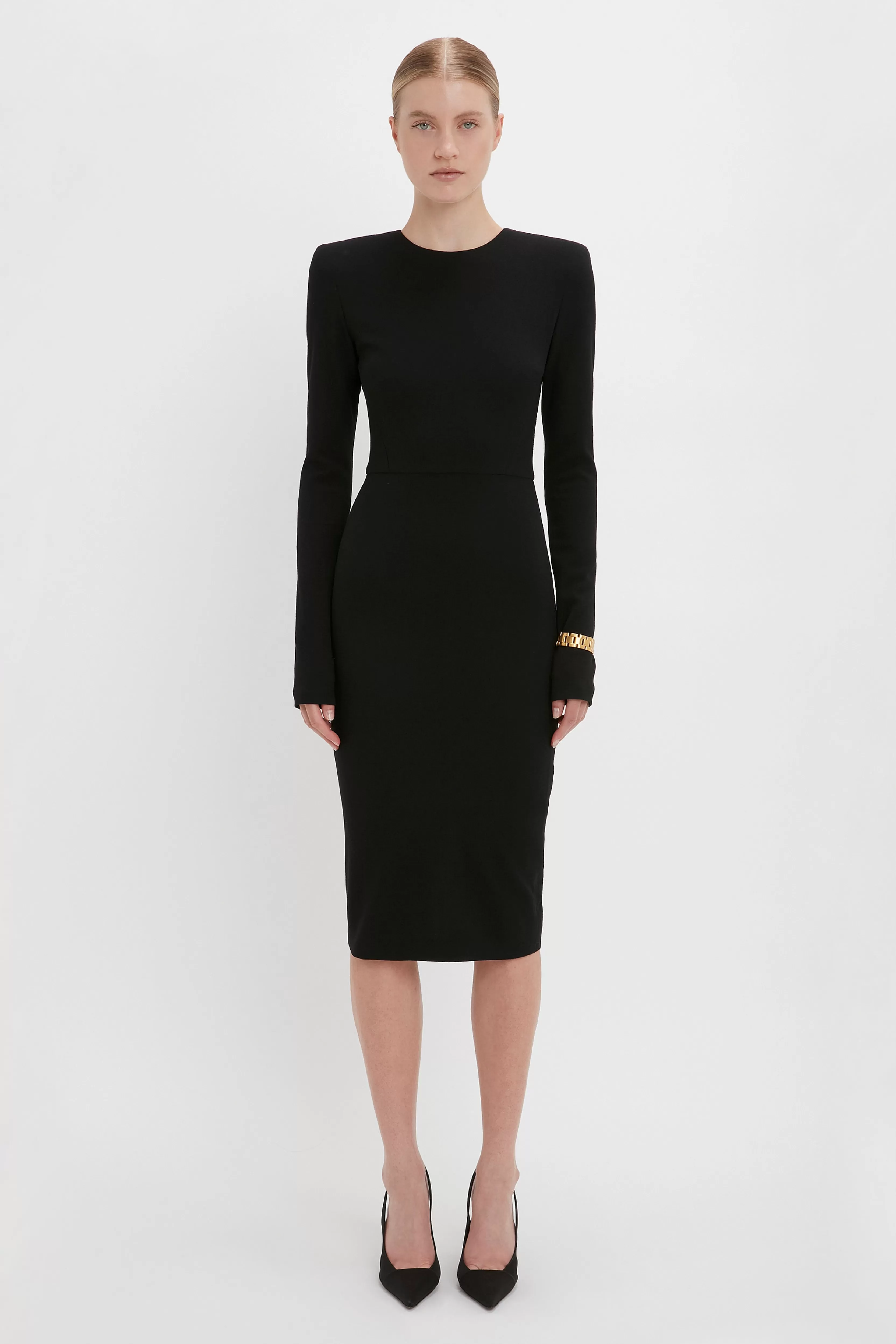 READY TO WEAR | VALENTINE'S DAY Victoria Beckham The Iconics Capsule | Pre Spring Summer 2024 | Dresses | Eveningwear | Long Sleeve T-Shirt Fitted Dress In Black