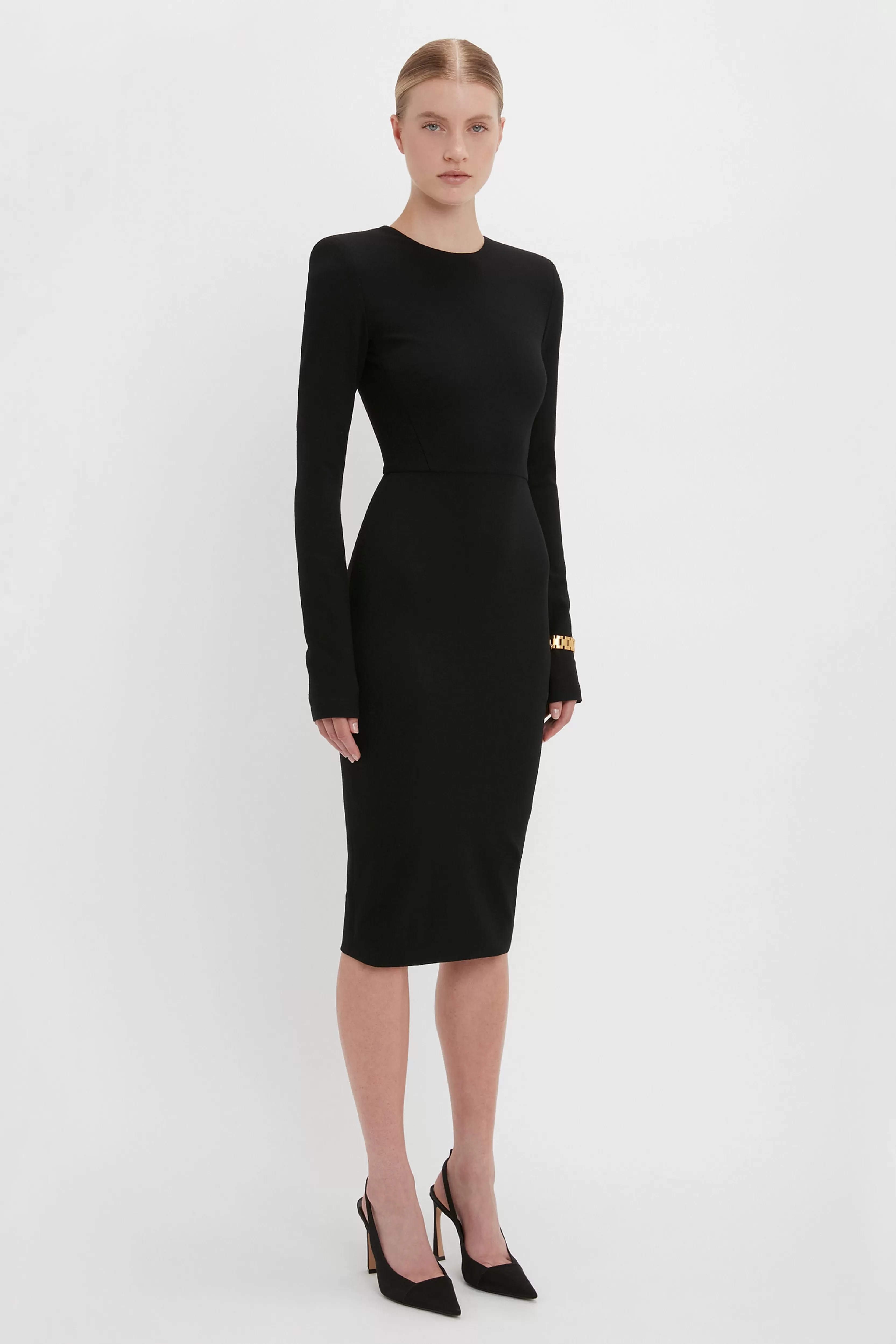 READY TO WEAR | VALENTINE'S DAY Victoria Beckham The Iconics Capsule | Pre Spring Summer 2024 | Dresses | Eveningwear | Long Sleeve T-Shirt Fitted Dress In Black