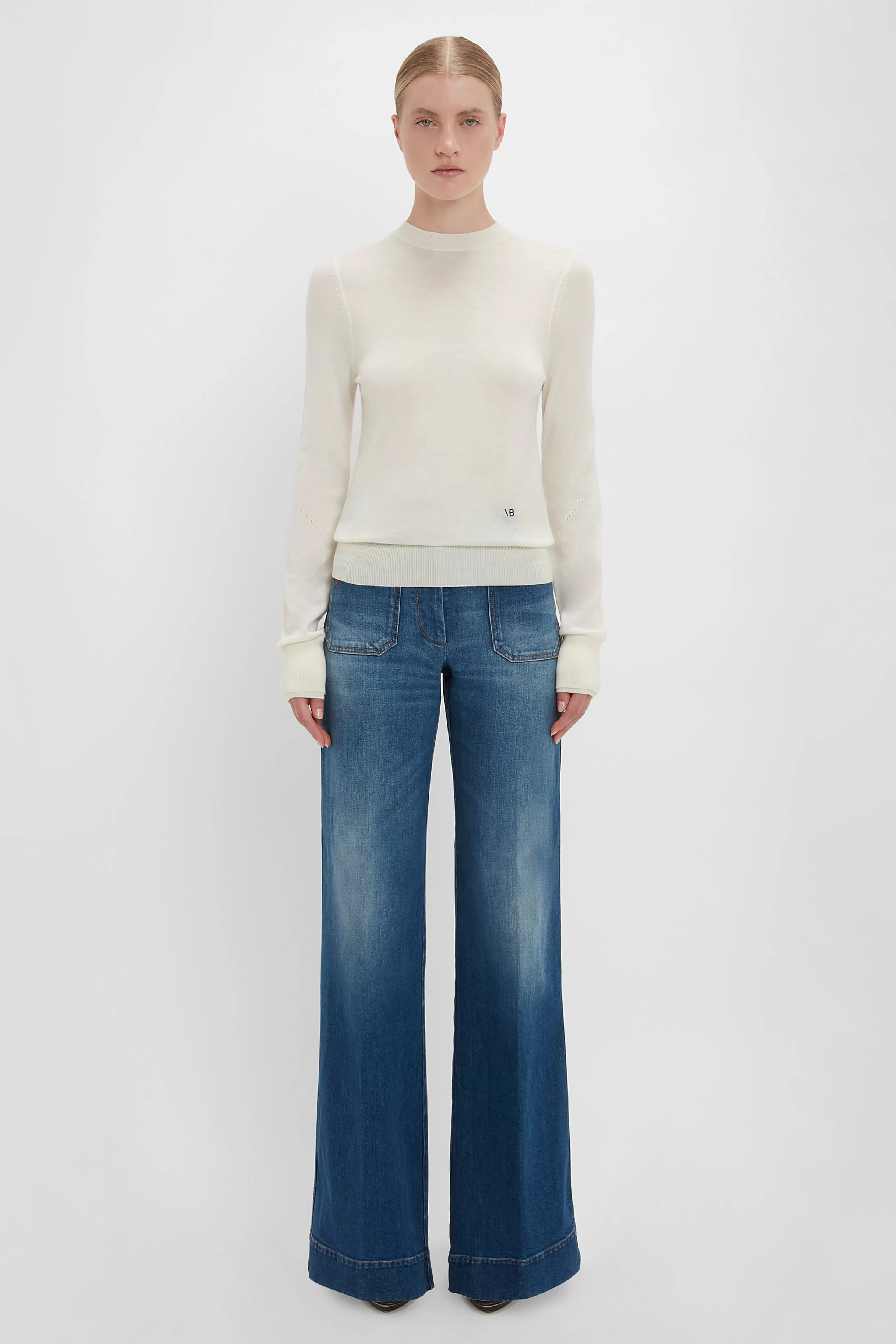 READY TO WEAR Victoria Beckham The Iconics Capsule | Knitwear | Merino Crew Jumper In Ivory