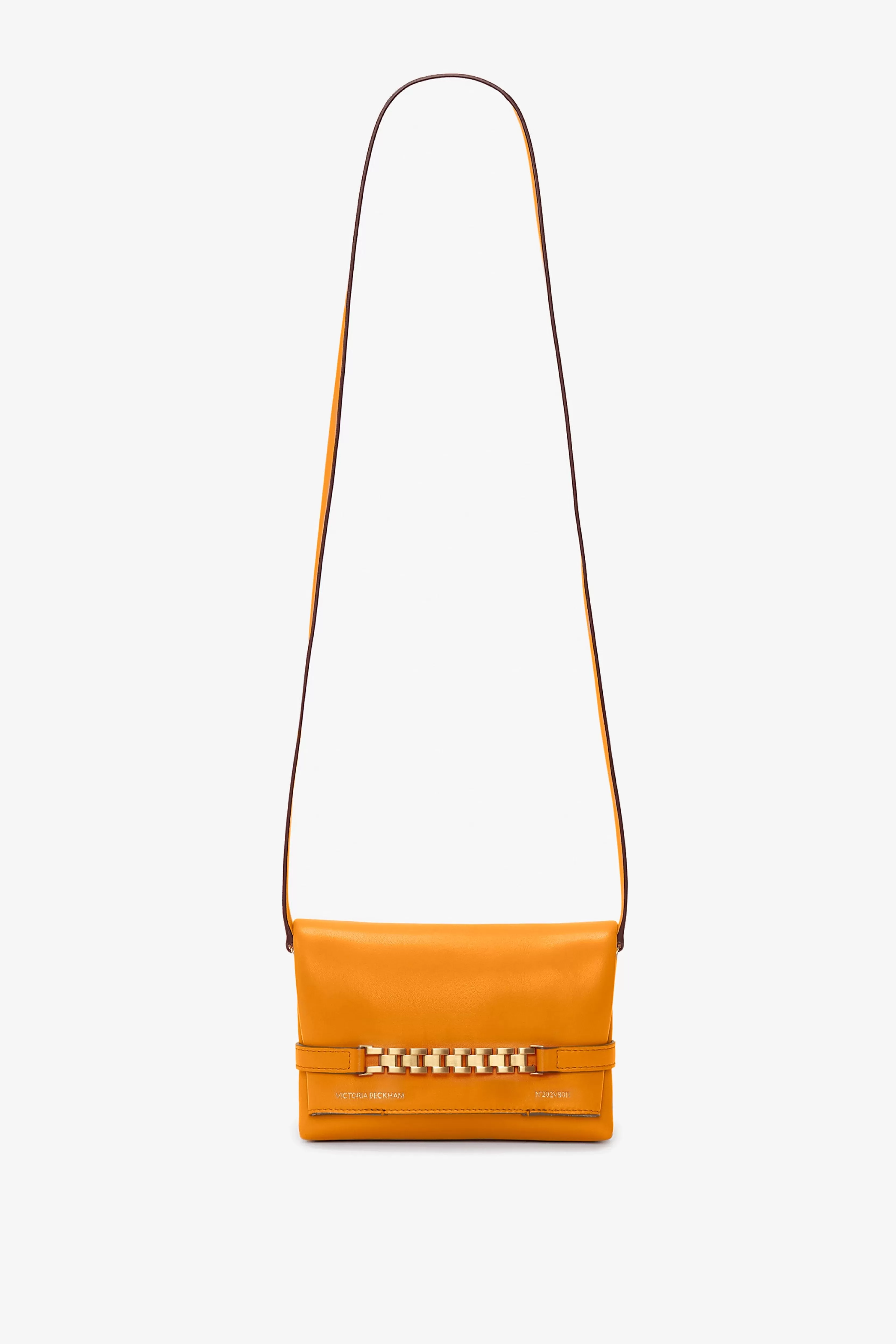 BAGS | ACCESSORIES Victoria Beckham The Chain Pouch | Shoulder Bags | Bags | Mini Chain Pouch With Long Strap In Mandarin Leather Orange