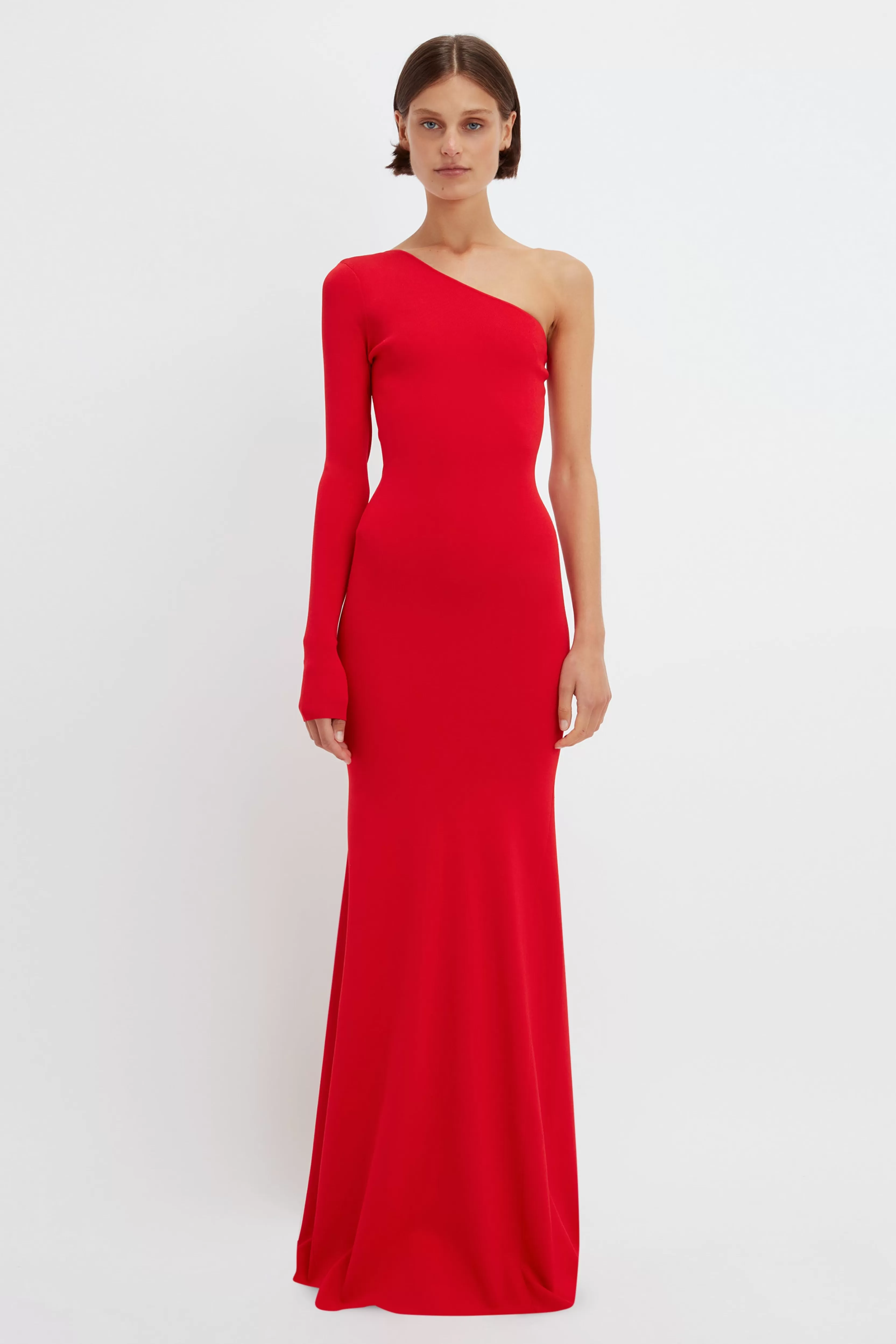 READY TO WEAR Victoria Beckham Gowns | One Shoulder Knitted Gown In Red