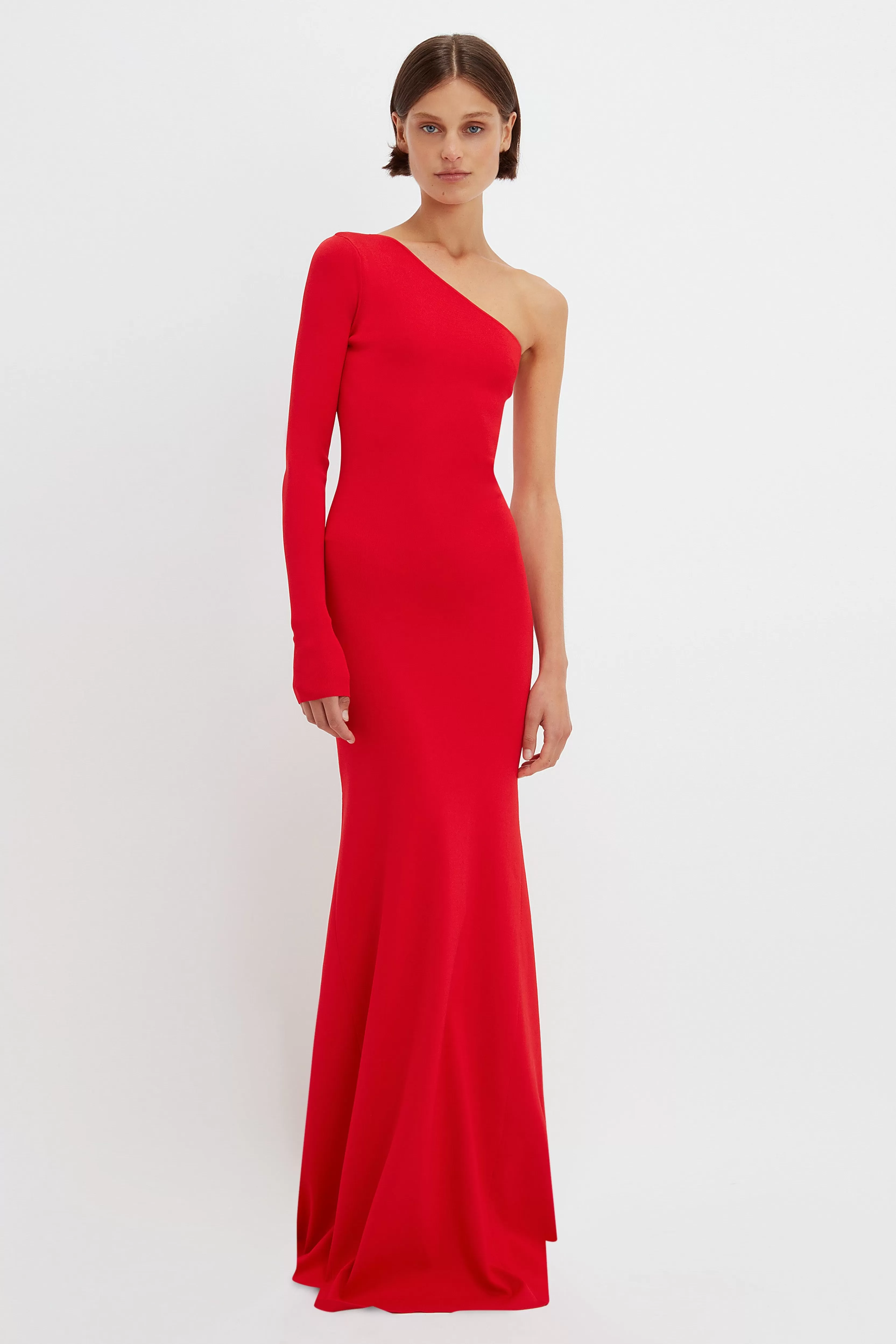 READY TO WEAR Victoria Beckham Gowns | One Shoulder Knitted Gown In Red