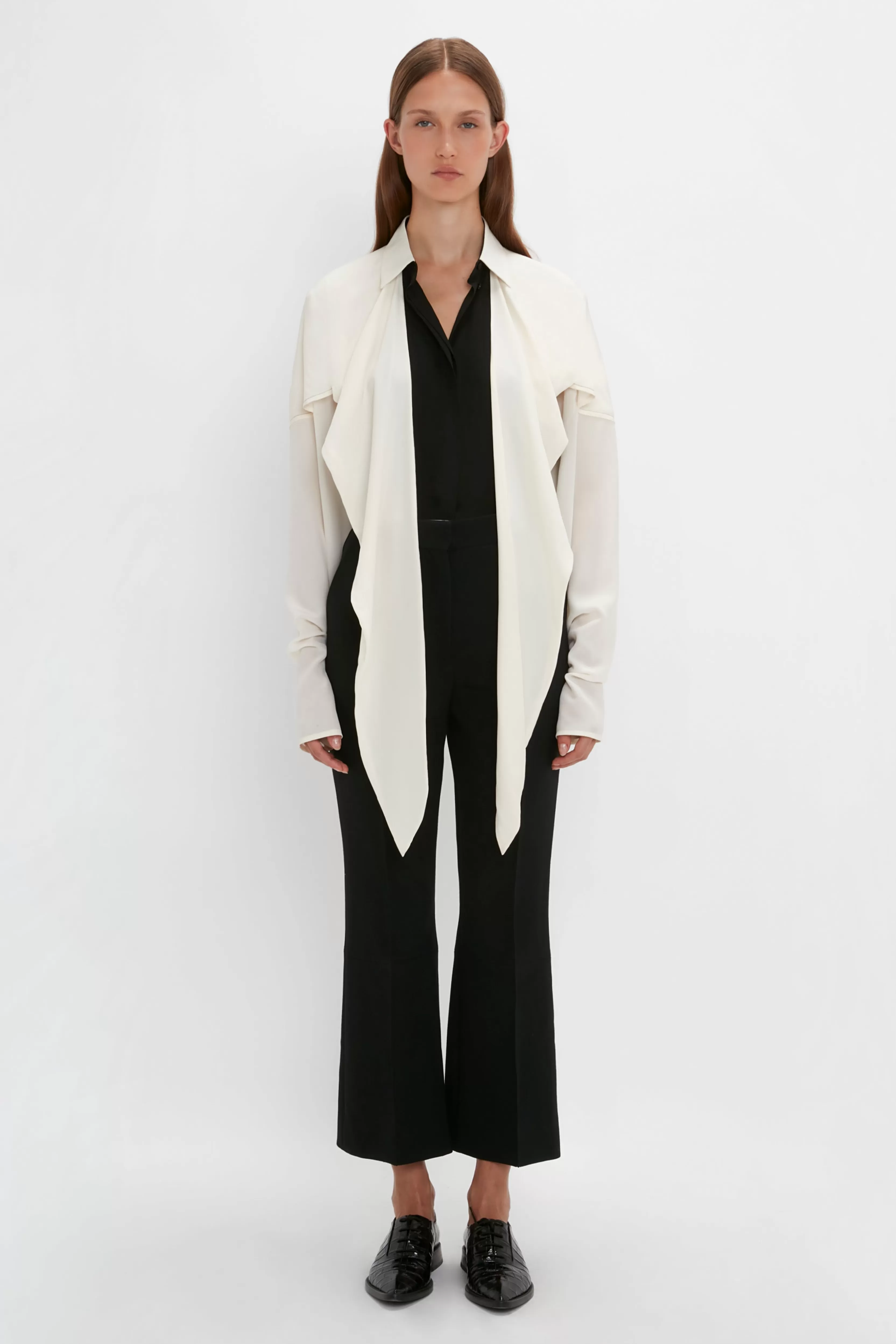 READY TO WEAR Victoria Beckham Pre Spring Summer 2024 | Tailoring | Shirts & Tops | Oversized Bow Detail Blouse In Vanilla